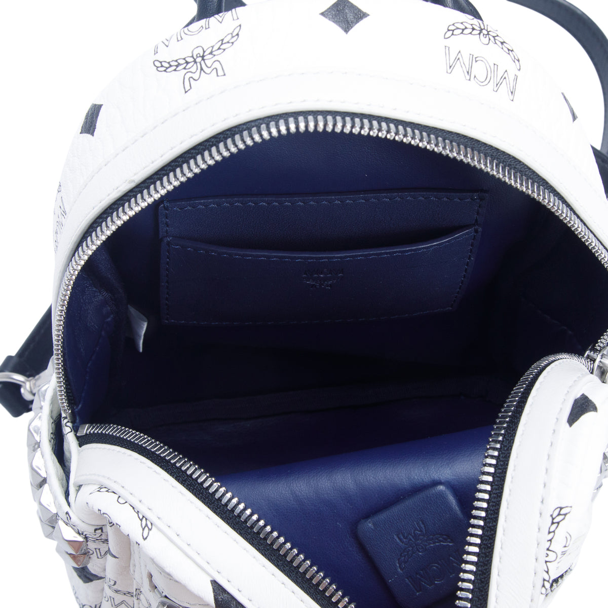 MCM White Visetos Mini Stark Bebe Boo Side Studs Mini Stark Backpack