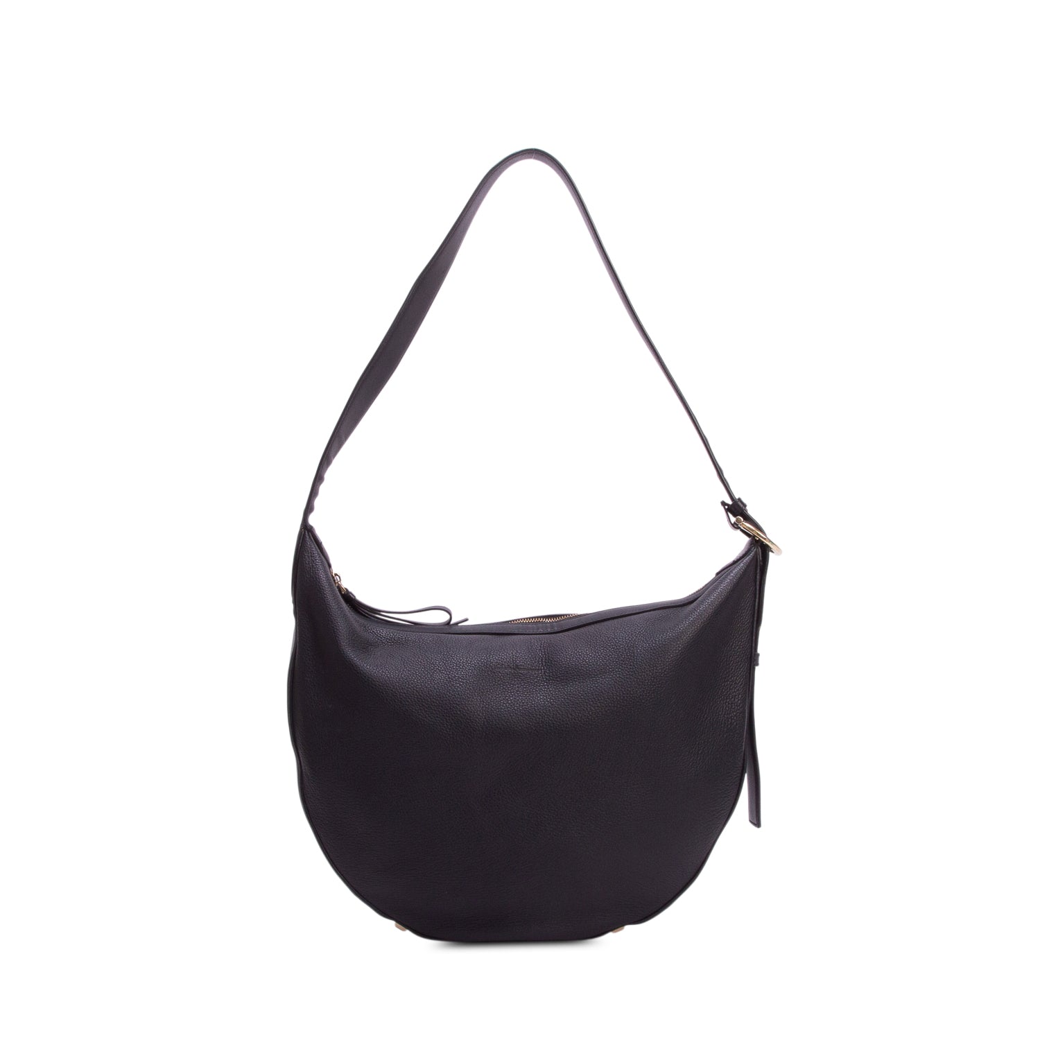 Ferragamo Black Hammered Calfskin Hobo Bag