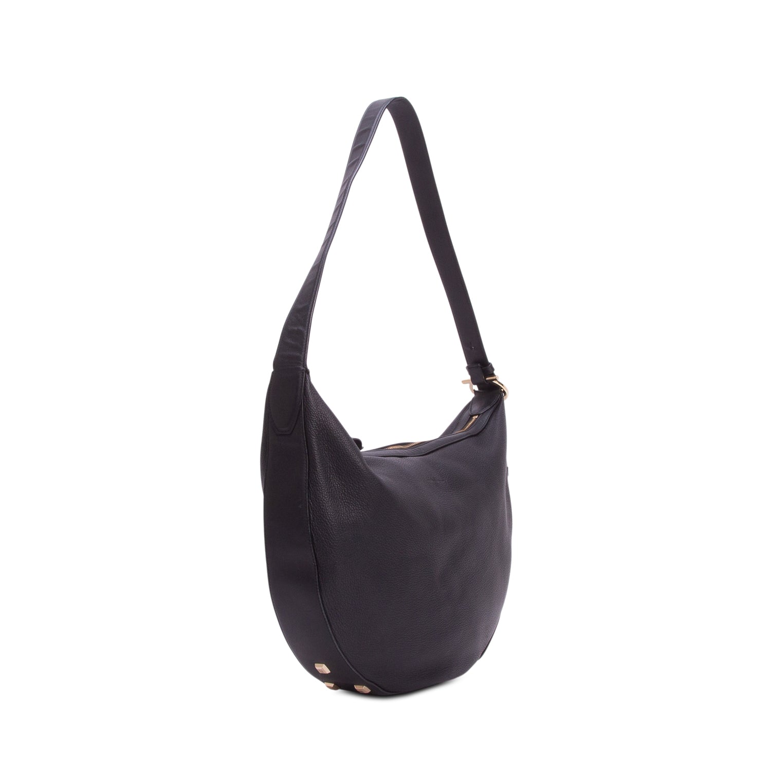 Ferragamo Black Hammered Calfskin Hobo Bag