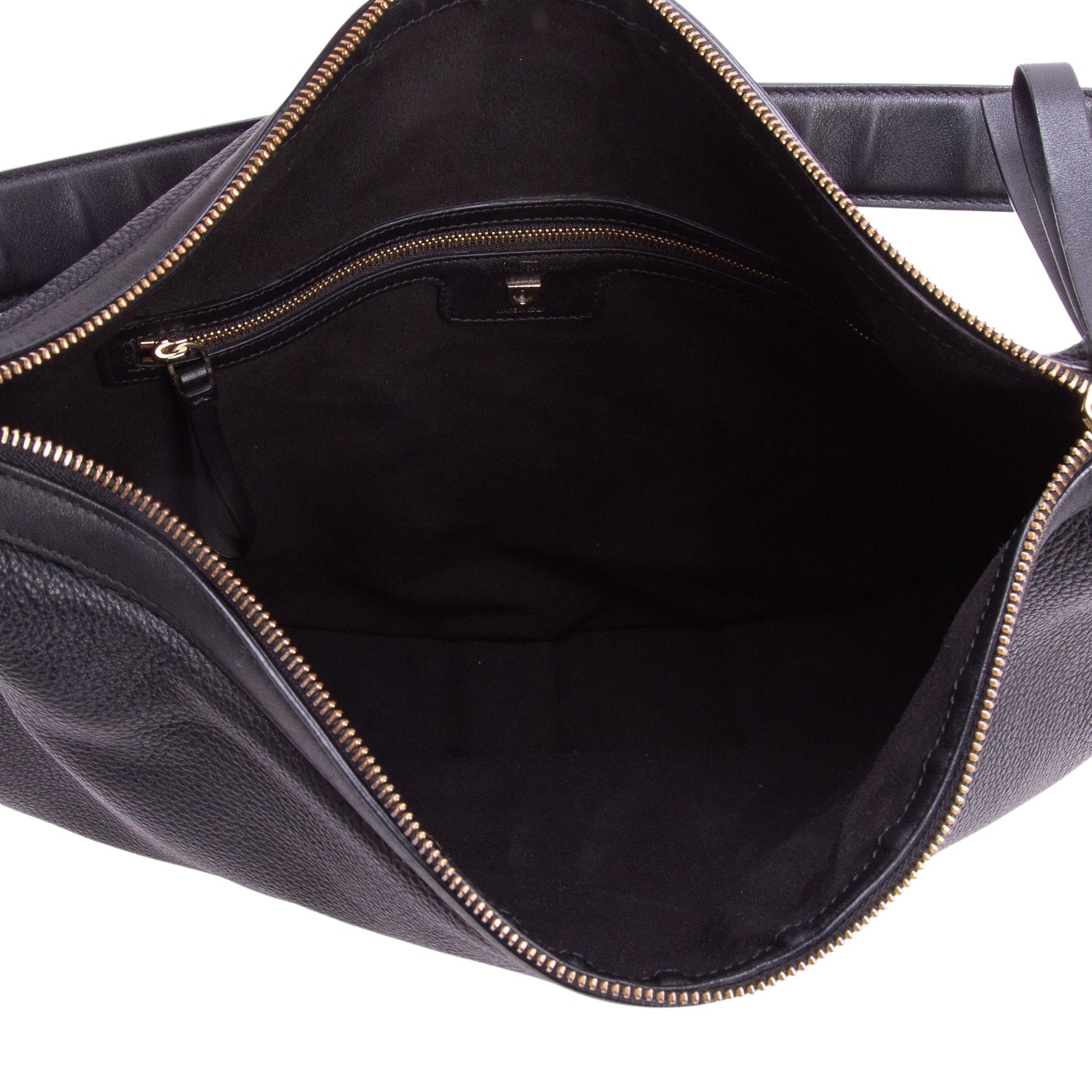 Ferragamo Black Hammered Calfskin Hobo Bag