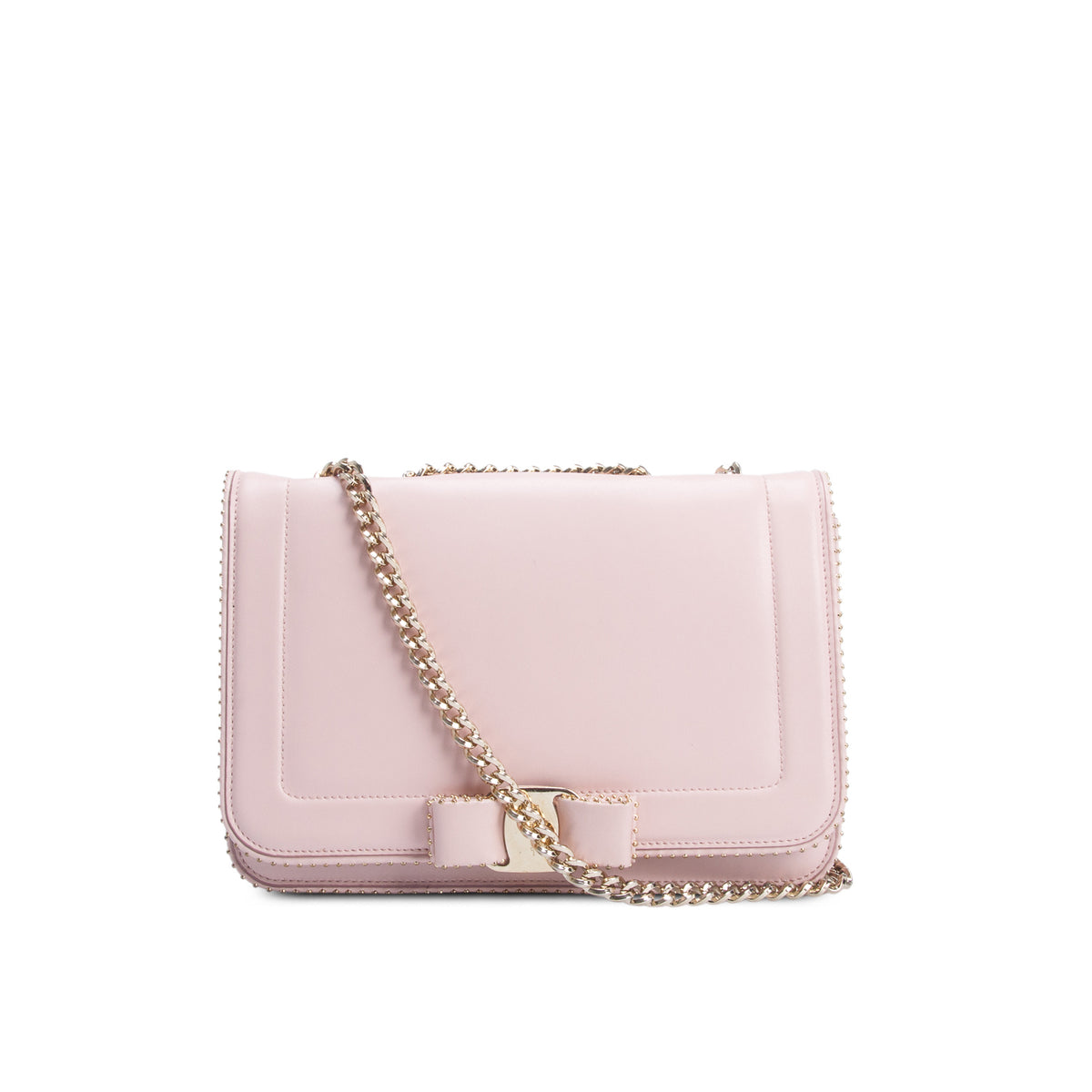 Ferragamo Pink Smooth Calfskin Vara Bow Shoulder Bag