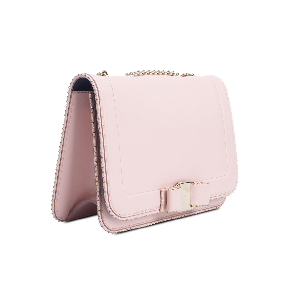 Ferragamo Pink Smooth Calfskin Vara Bow Shoulder Bag