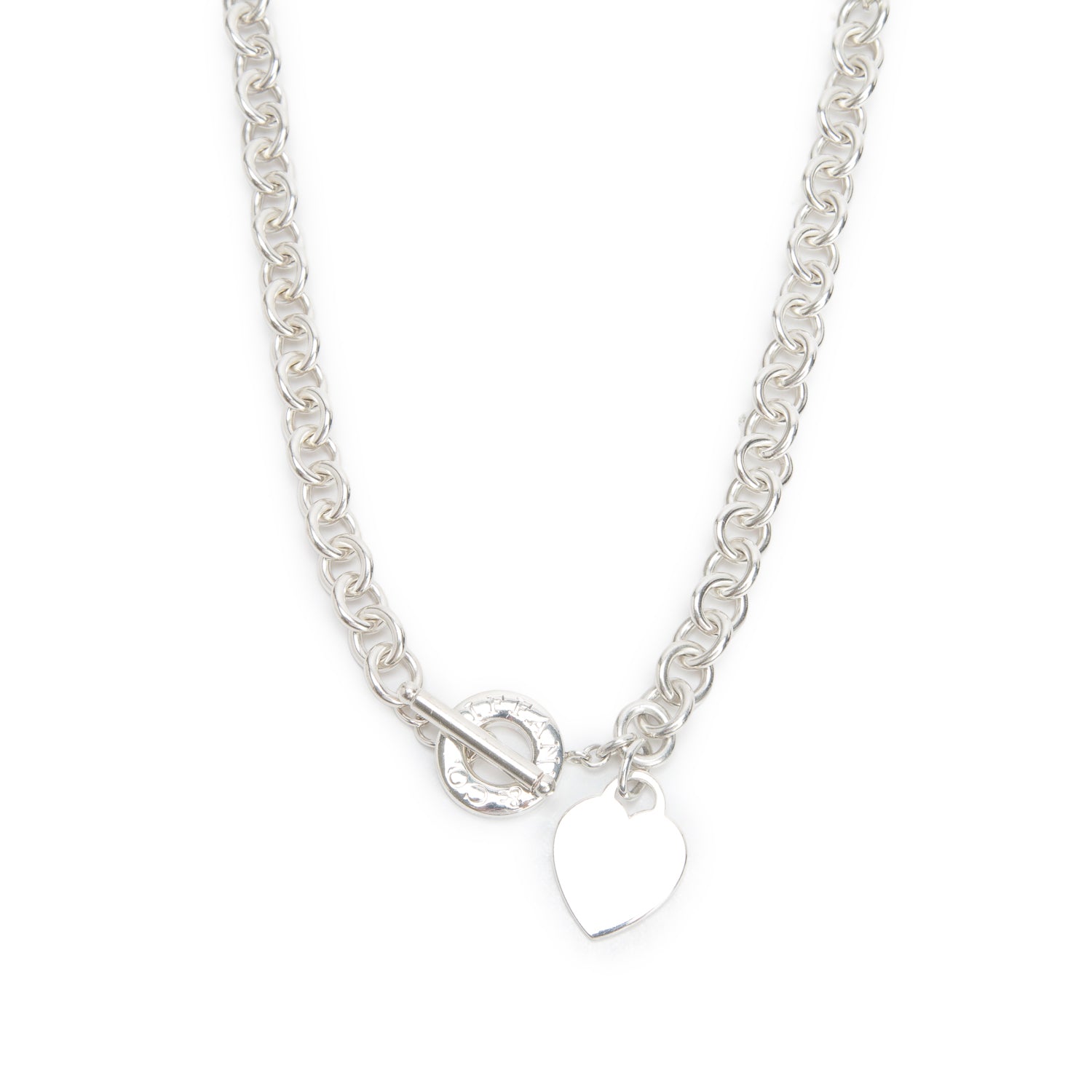 Tiffany & Co. Sterling Silver Heart Tag Necklace with Toggle Clasp