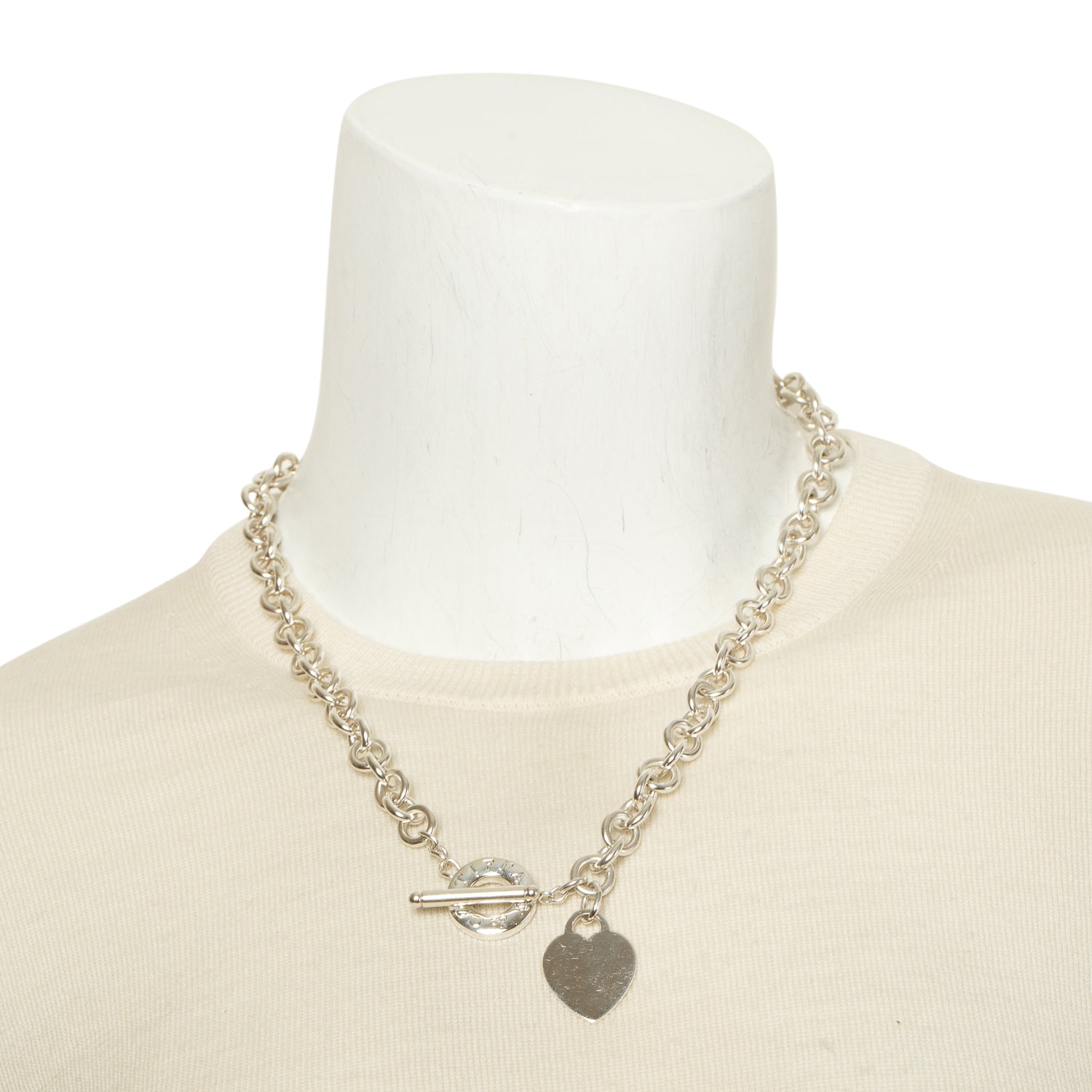 Tiffany & Co. Sterling Silver Heart Tag Necklace with Toggle Clasp