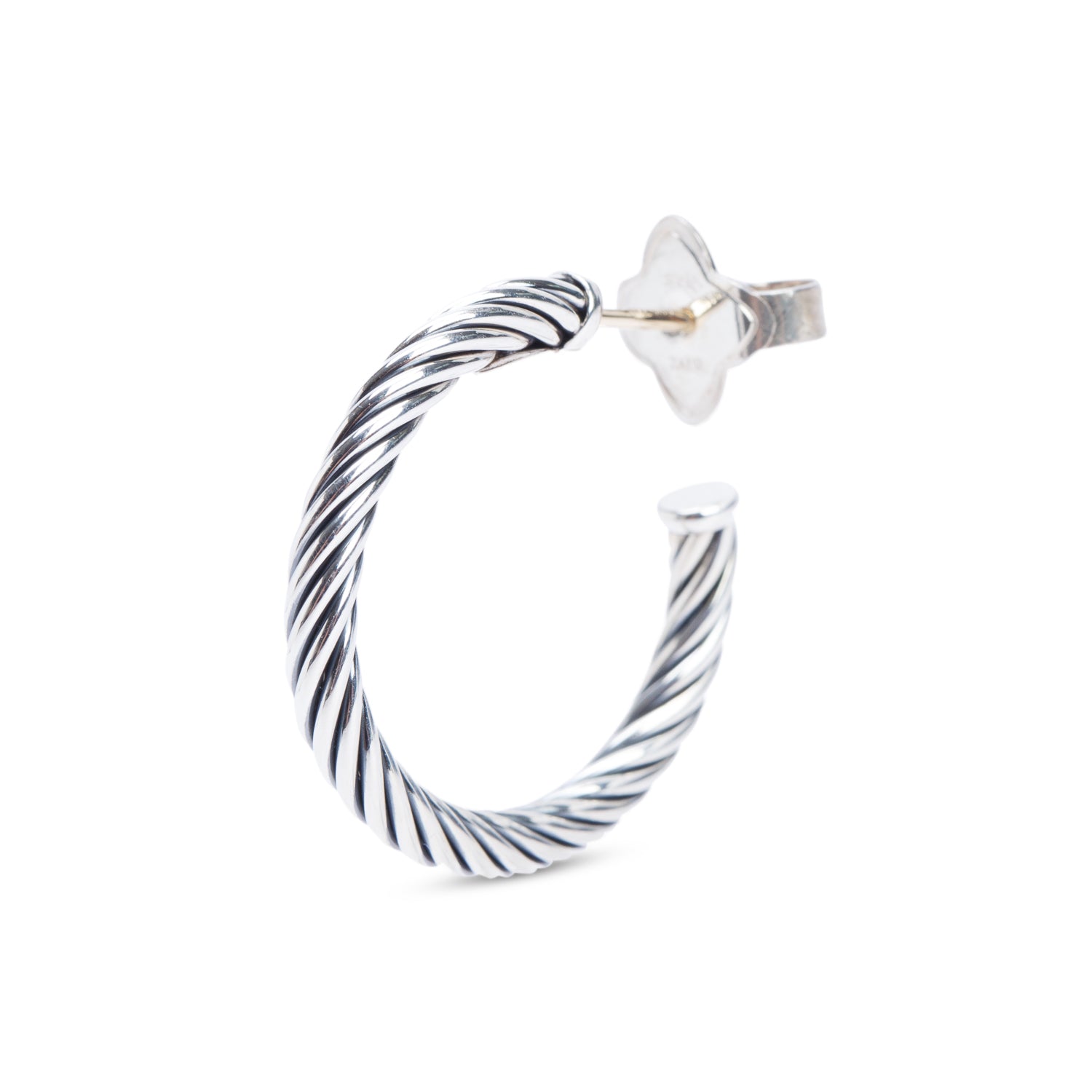 David Yurman Sterling Silver & 14k Yellow Gold Post Cable Hoop Earrings, 1"
