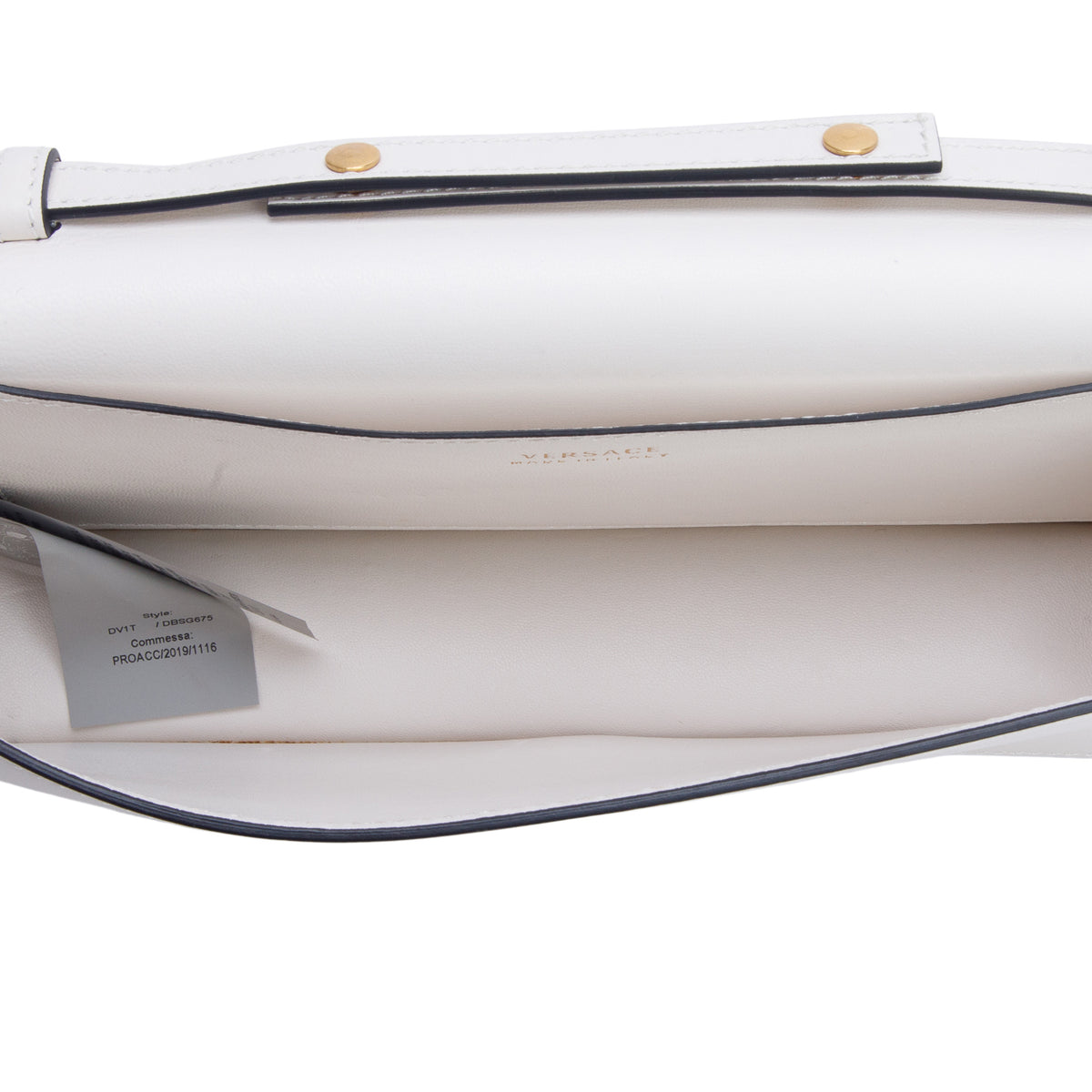 Versace White Calfskin Medusa Tribute Clutch w/ Strap