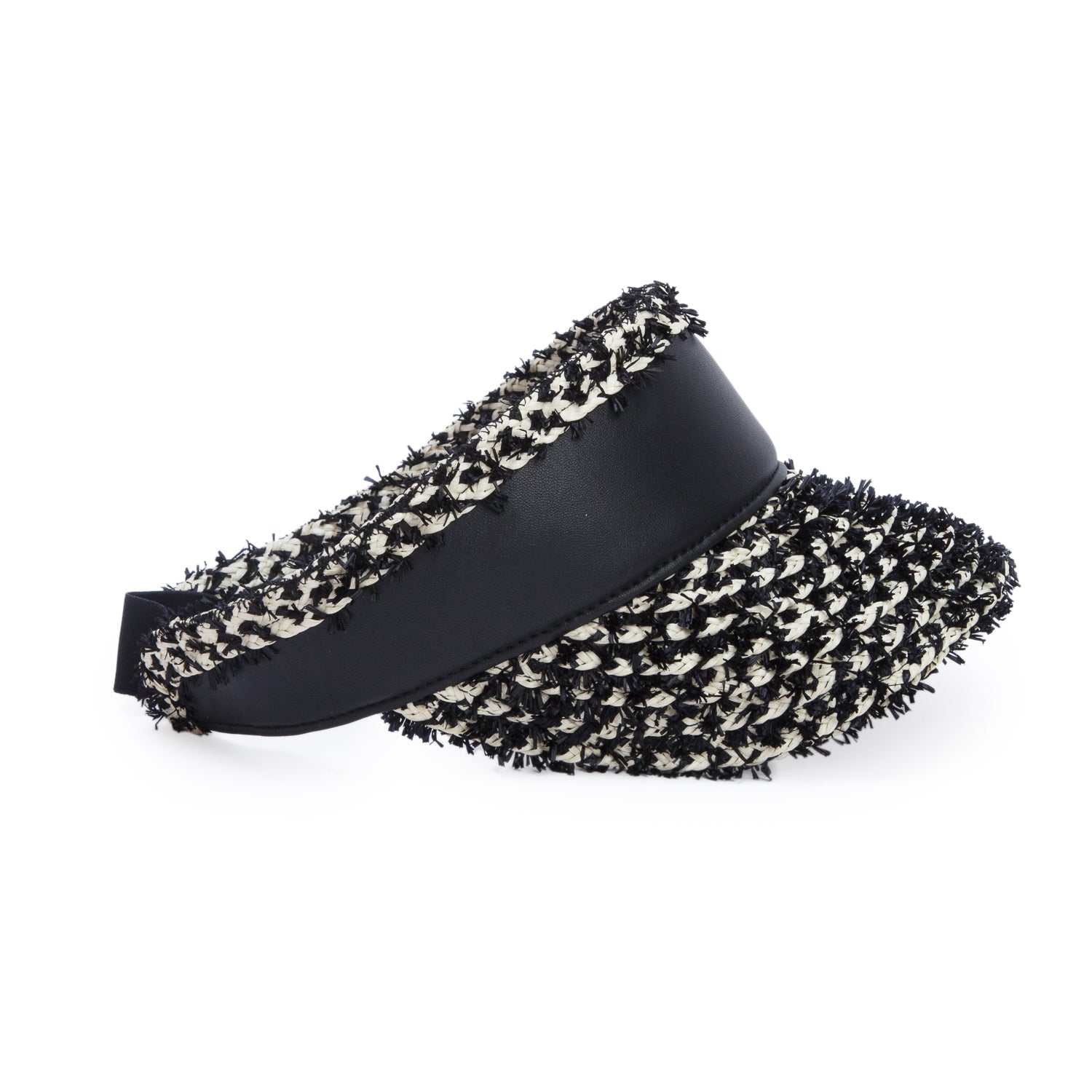 Chanel Black/White Lambskin Raffia Visor Hat