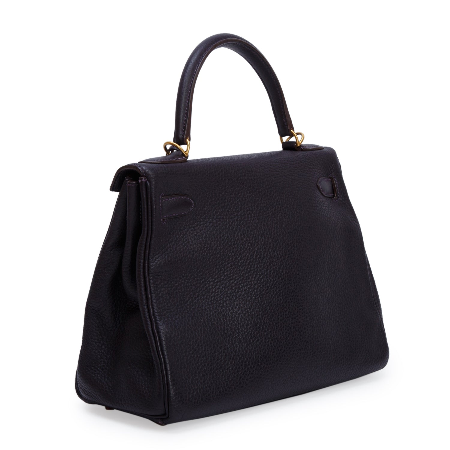 Hermes Raisin Taurillon Clemence Kelly II Retourne 28 w/ Strap & Receipt