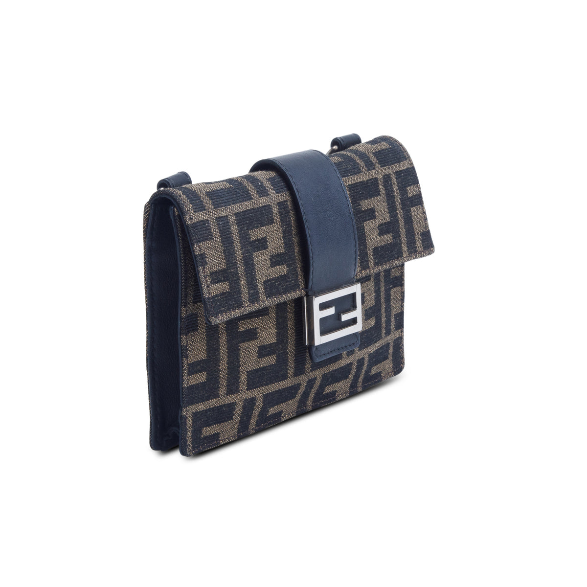 Fendi Brown Recycled Fabric Jacquard Vitello Grace FF 1974 Baguette Belt Pouch