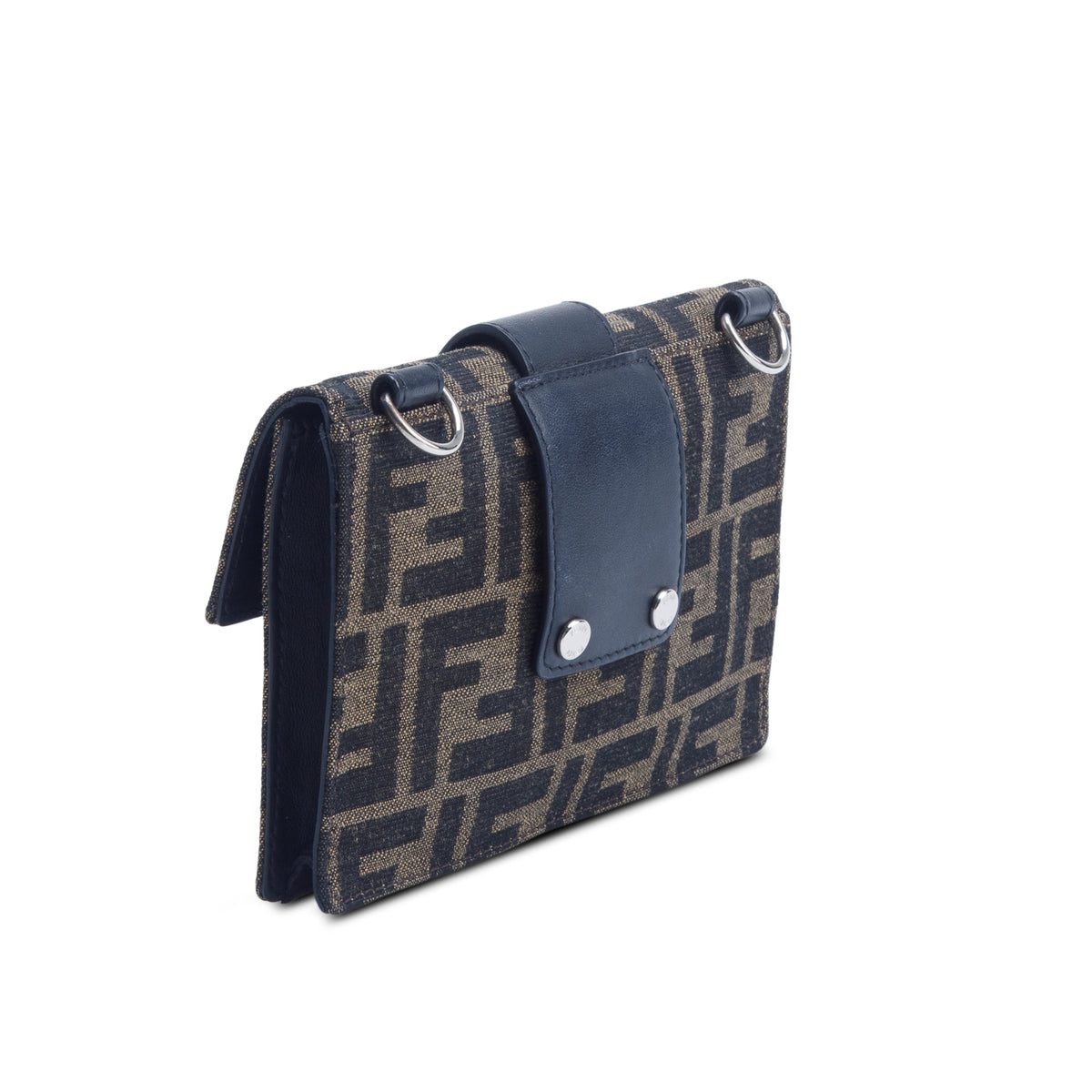 Fendi Brown Recycled Fabric Jacquard Vitello Grace FF 1974 Baguette Belt Pouch