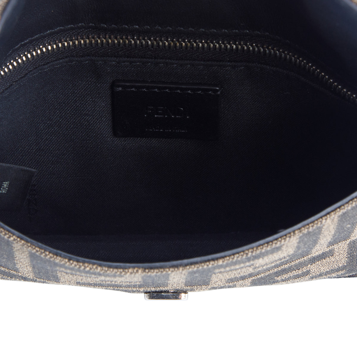 Fendi Brown Recycled Fabric Jacquard Vitello Grace FF 1974 Baguette Belt Pouch