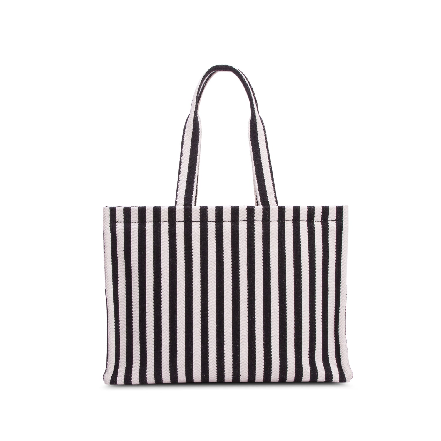 Celine 2024 Black/White Canvas Calfskin Striped Triomphe Large Cabas Tote