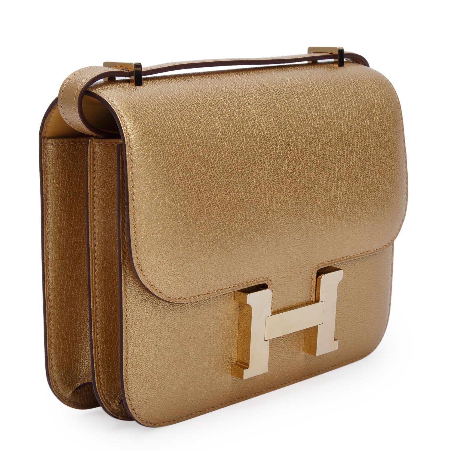 Hermes 2024 Metallic Dore Chevre Chamkilight Constance 18 w/ Box