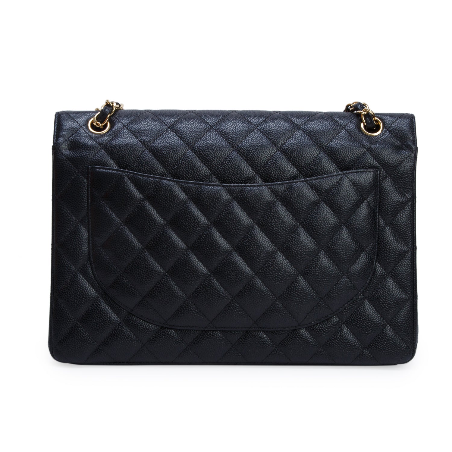 Chanel Black Quilted Caviar Leather Classic Maxi Double Flap Bag