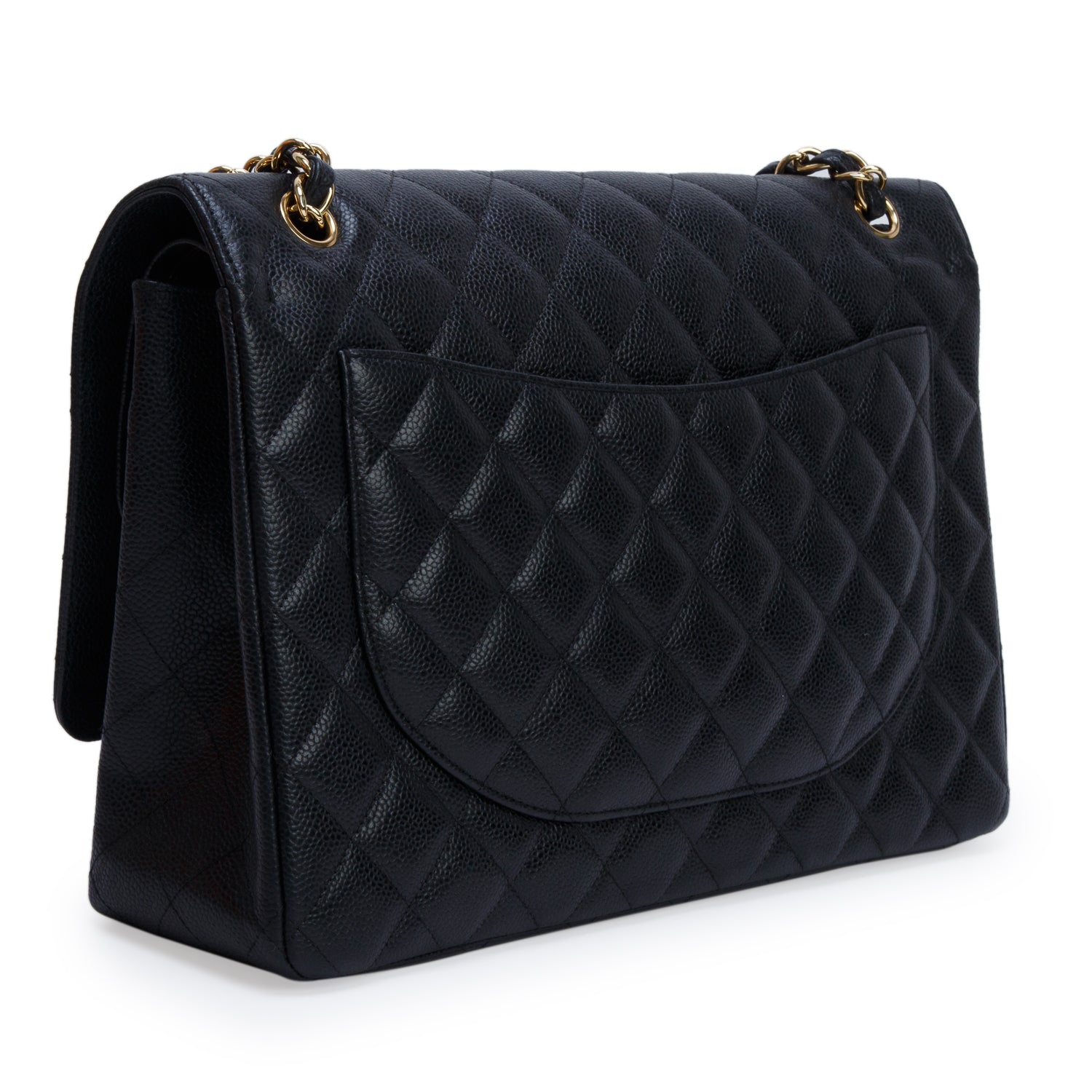 Chanel Black Quilted Caviar Leather Classic Maxi Double Flap Bag