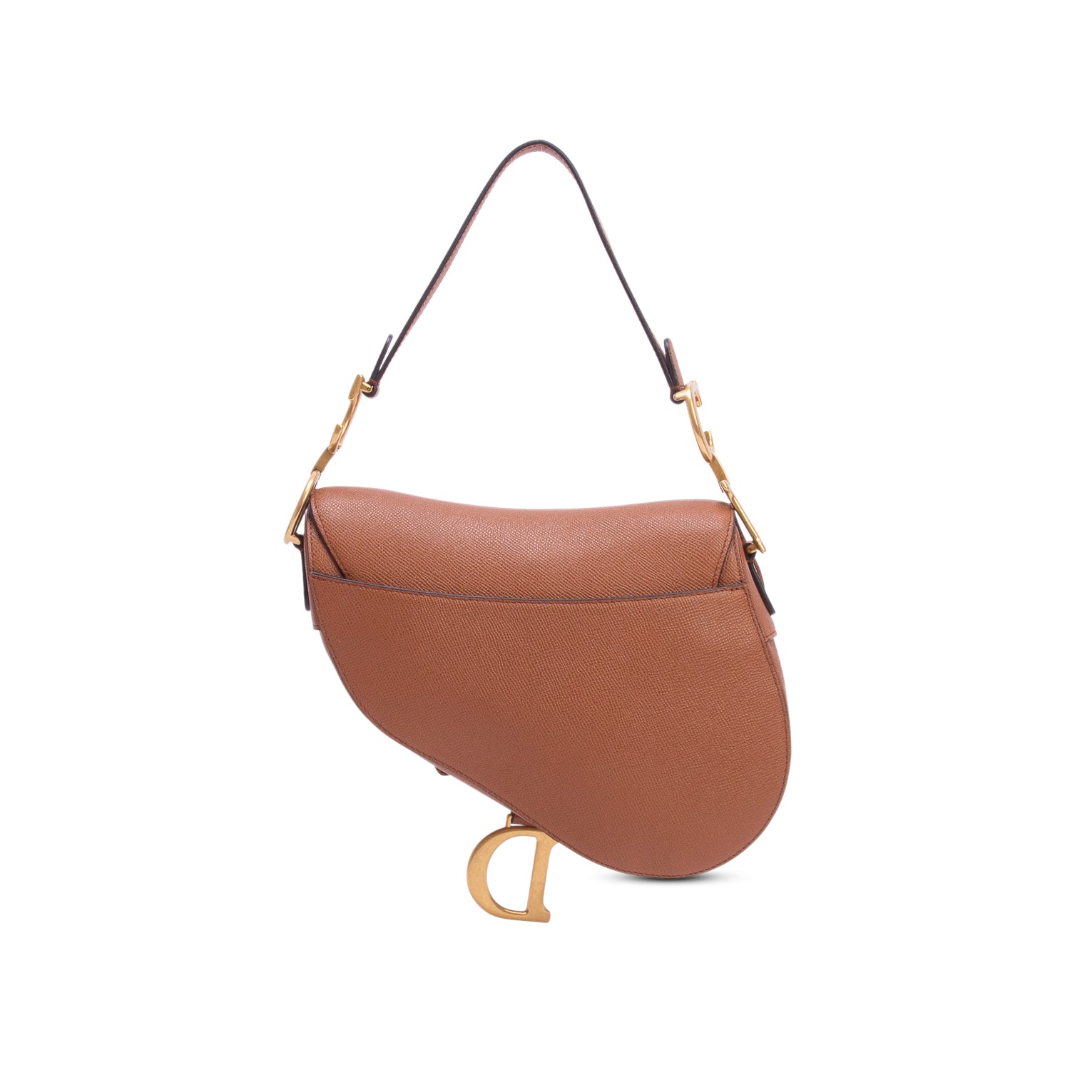 Christian Dior 2023 Brown Grained Calfskin Saddle Bag w/ Box & Strap