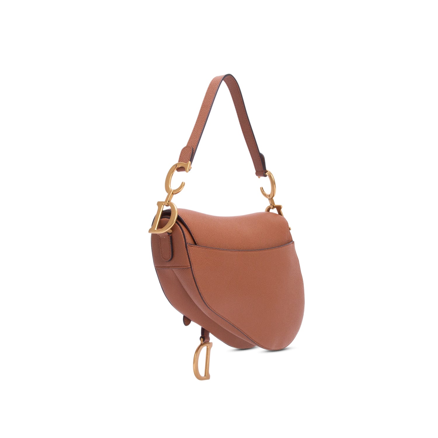 Christian Dior 2023 Brown Grained Calfskin Saddle Bag w/ Box & Strap