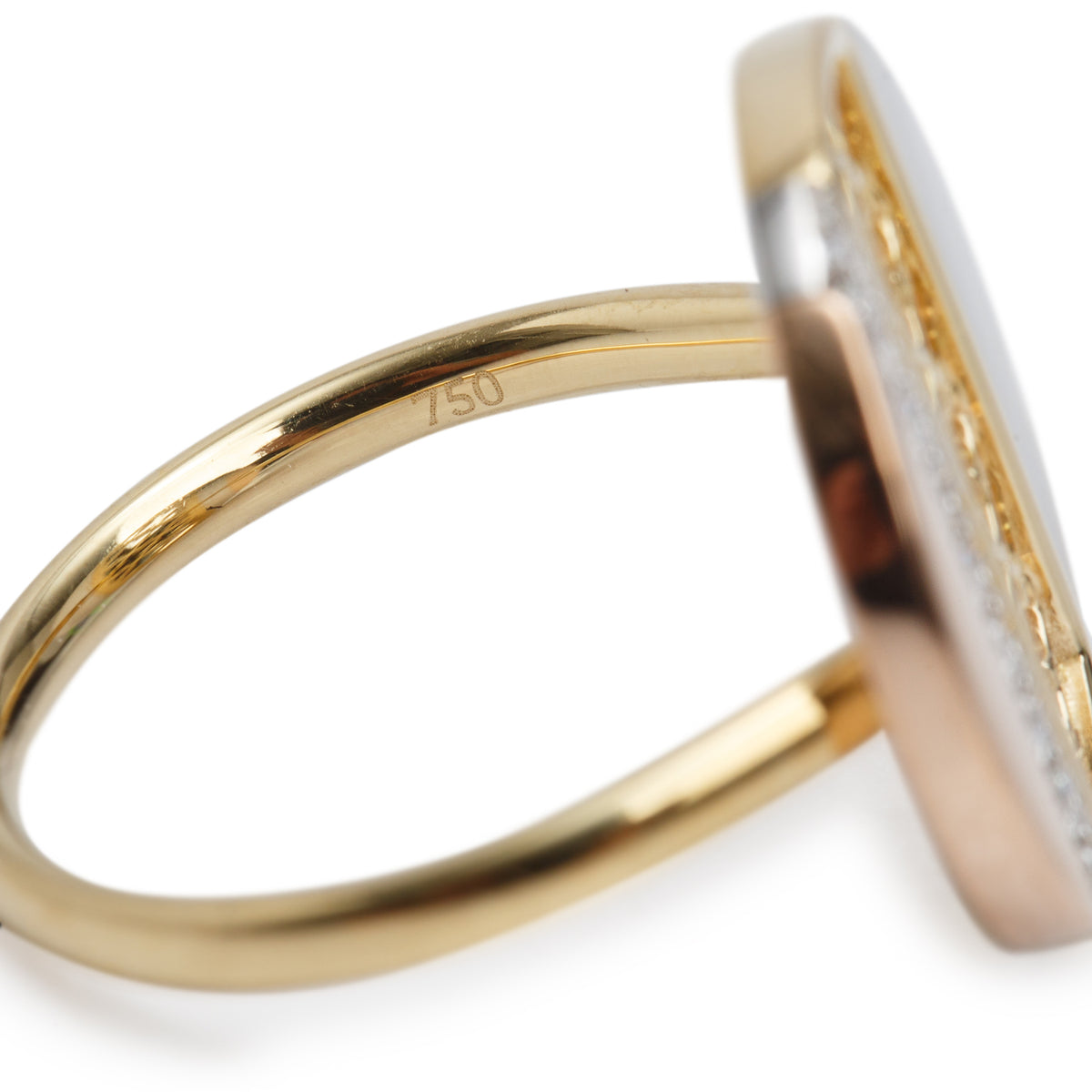 Birks 18k Tri-Gold Diamond Dare to Dream Circle Ring, Size 7 w/ Box
