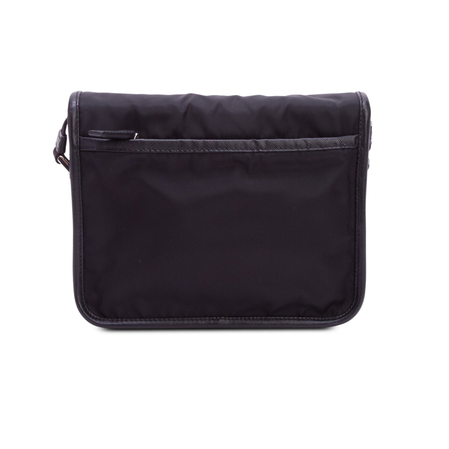 Prada Black Re-Nylon Vela Saffiano Pocket Double Buckle Messenger Bag