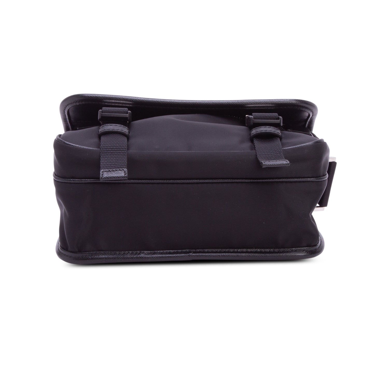 Prada Black Re-Nylon Vela Saffiano Pocket Double Buckle Messenger Bag