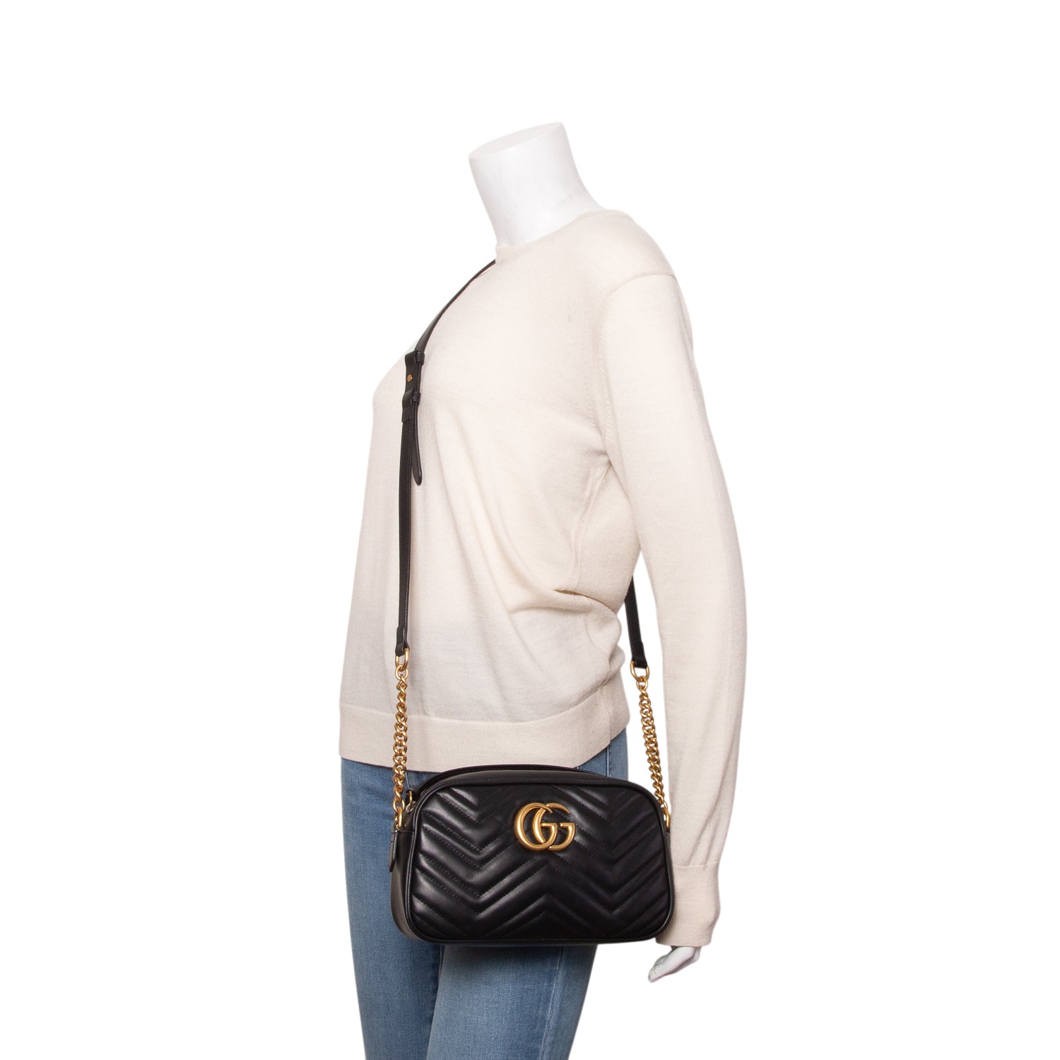 Gucci Black GG Marmont Matelasse Small Camera Bag