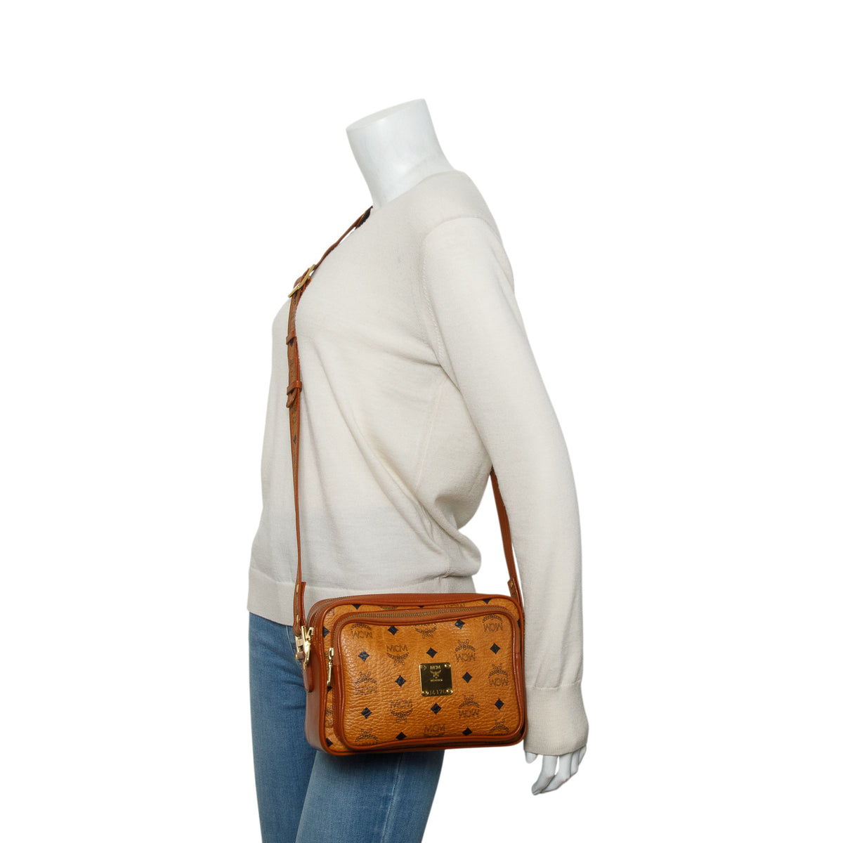 MCM Vintage Cognac Visetos Crossbody Bag