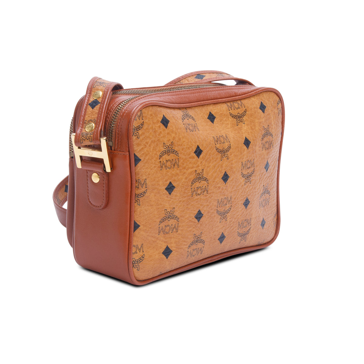MCM Vintage Cognac Visetos Crossbody Bag