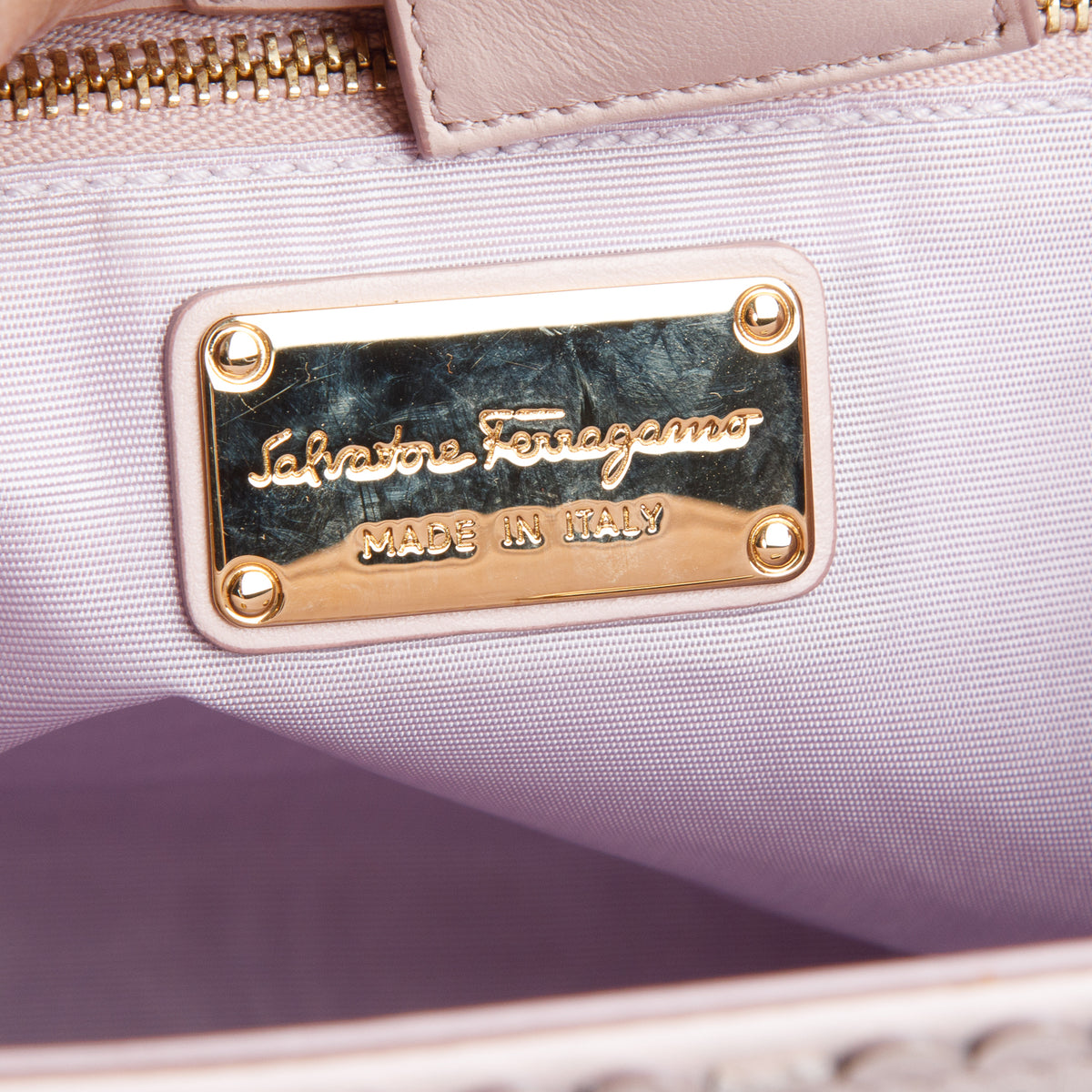 Ferragamo Pink Calfskin Melike Chain Tote