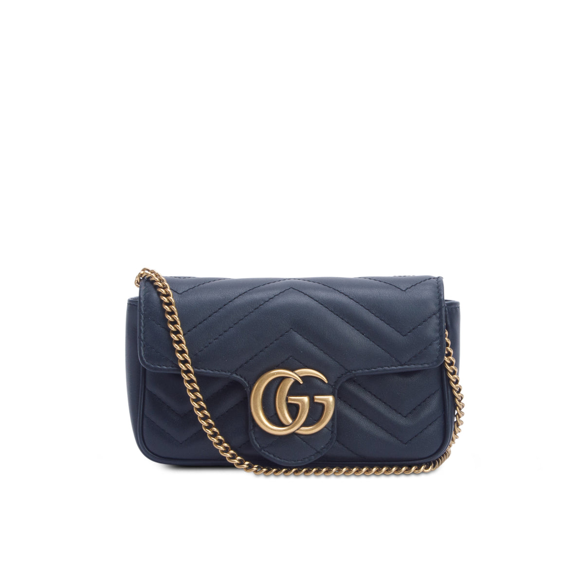Gucci Black GG Marmont Matelasse Leather Super Mini Bag