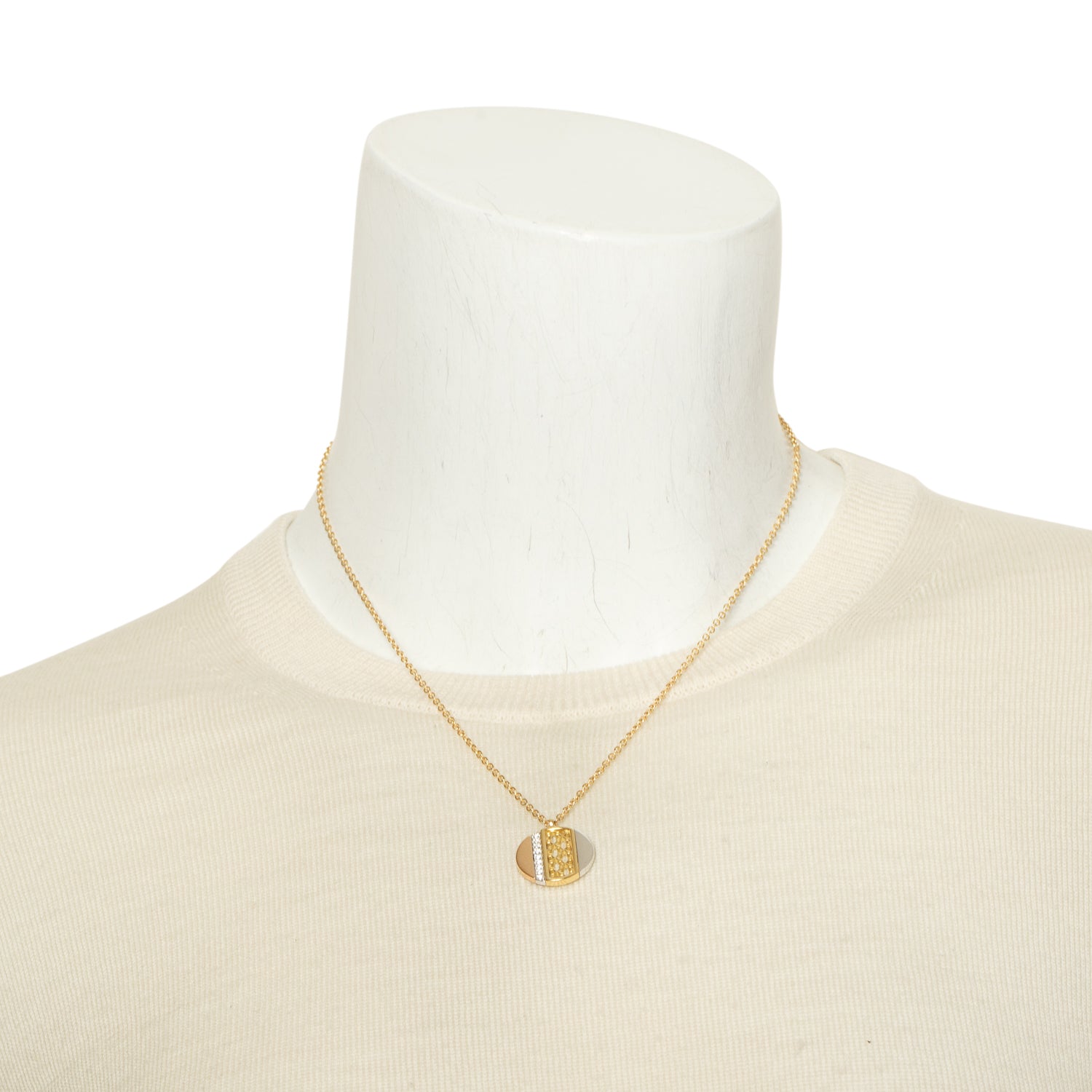 Birks 18k Tri-Gold Diamond Dare to Dream Circle Pendant Necklace w/ Box