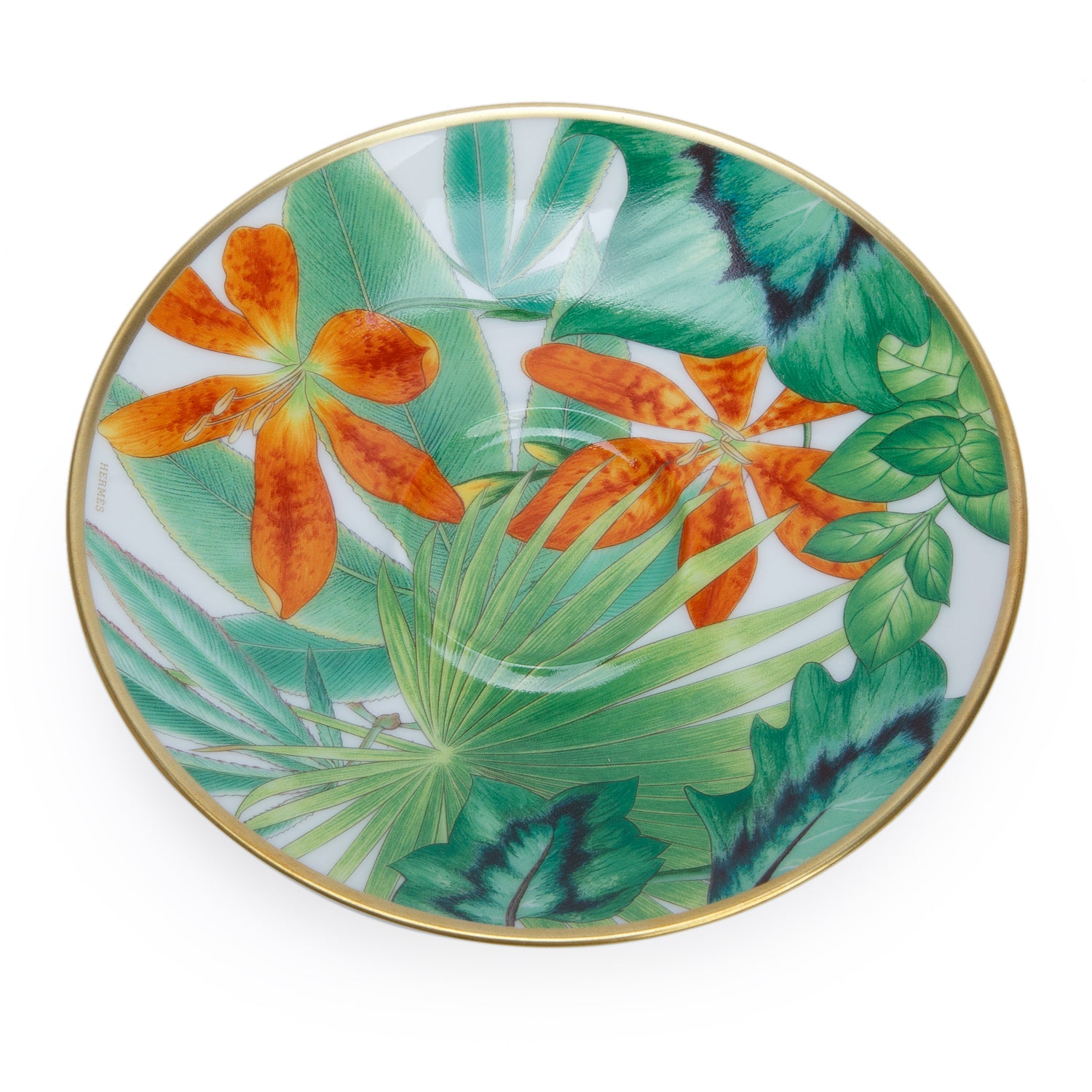 Hermes Passifolia 4-Piece Tea Cups and Saucers Set w/ Box