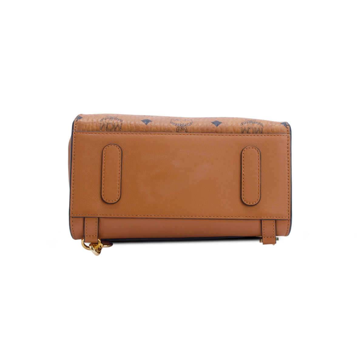 MCM Cognac Calfskin Essential Visetos Small Backpack