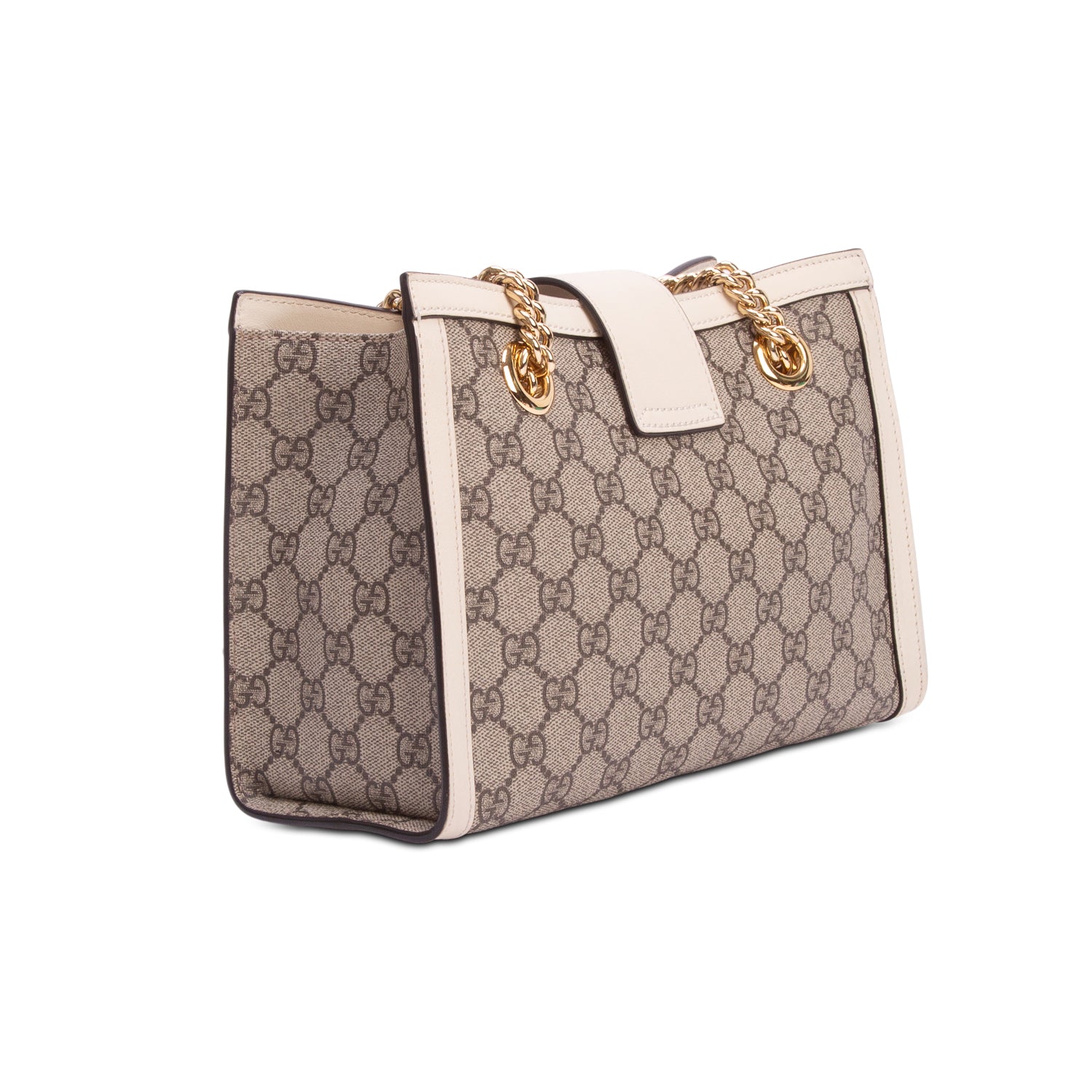 Gucci GG Supreme Monogram Moon Calfskin Small Padlock Tote w/ Box