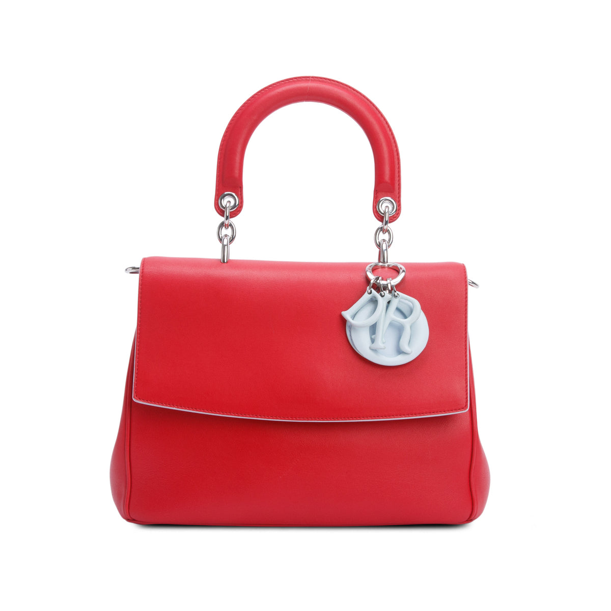 Christian Dior Red Smooth Calfskin Medium Mini Be Dior Flap w/ Strap