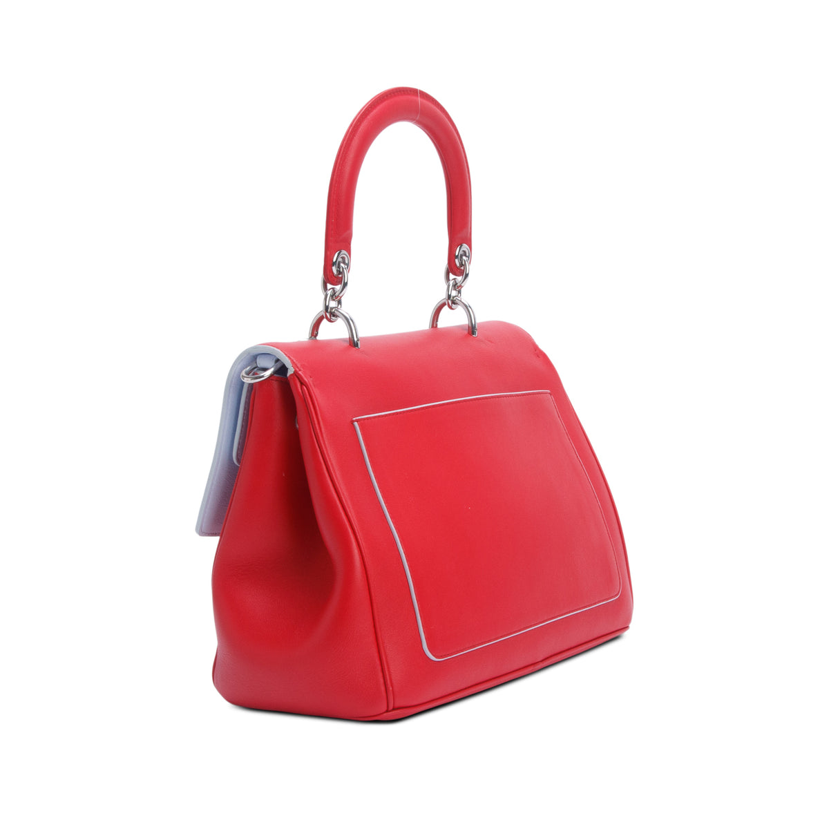 Christian Dior Red Smooth Calfskin Medium Mini Be Dior Flap w/ Strap