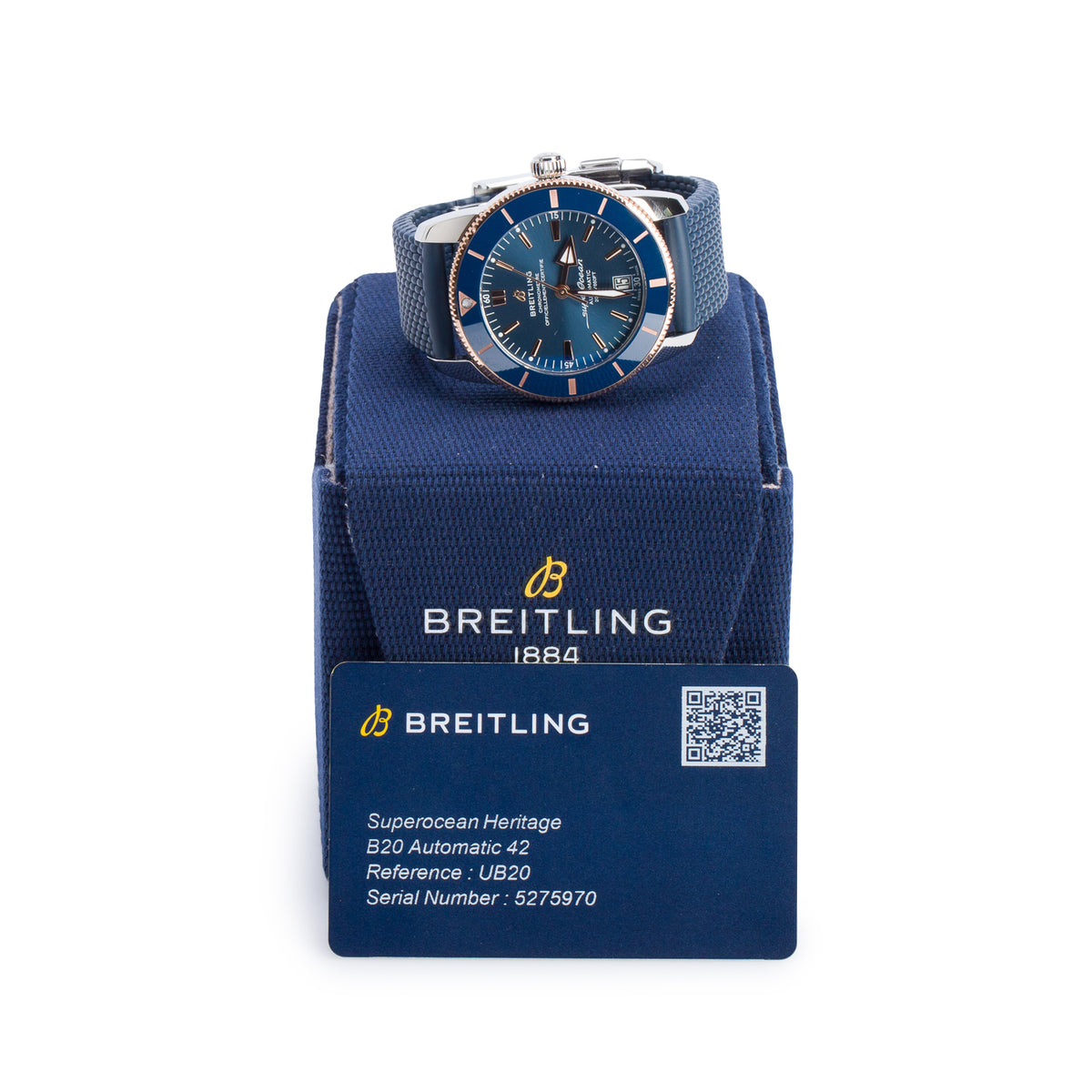 Breitling Stainless Steel & 18k Rose Gold Superocean Heritage B20 42 MM Automatic Watch Blue Dial UB2010 w/ Box & Papers