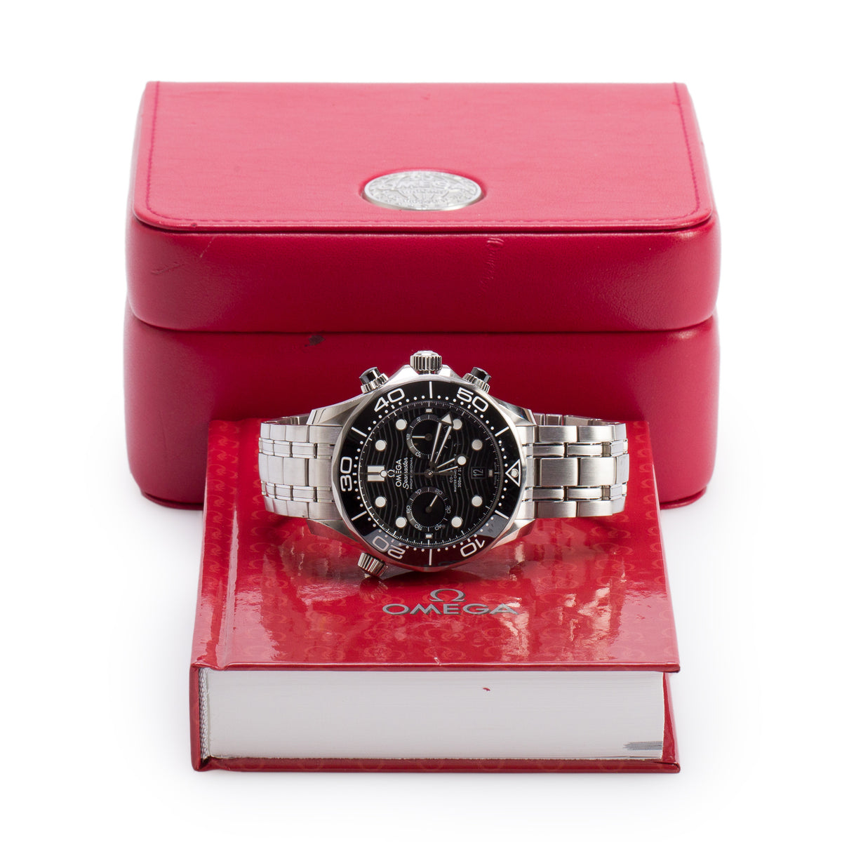 Omega Stainless Steel Seamaster Diver 300M Co-Axial Master Chronometer 44 MM Automatic Chronograph Watch Black Dial w/ Box