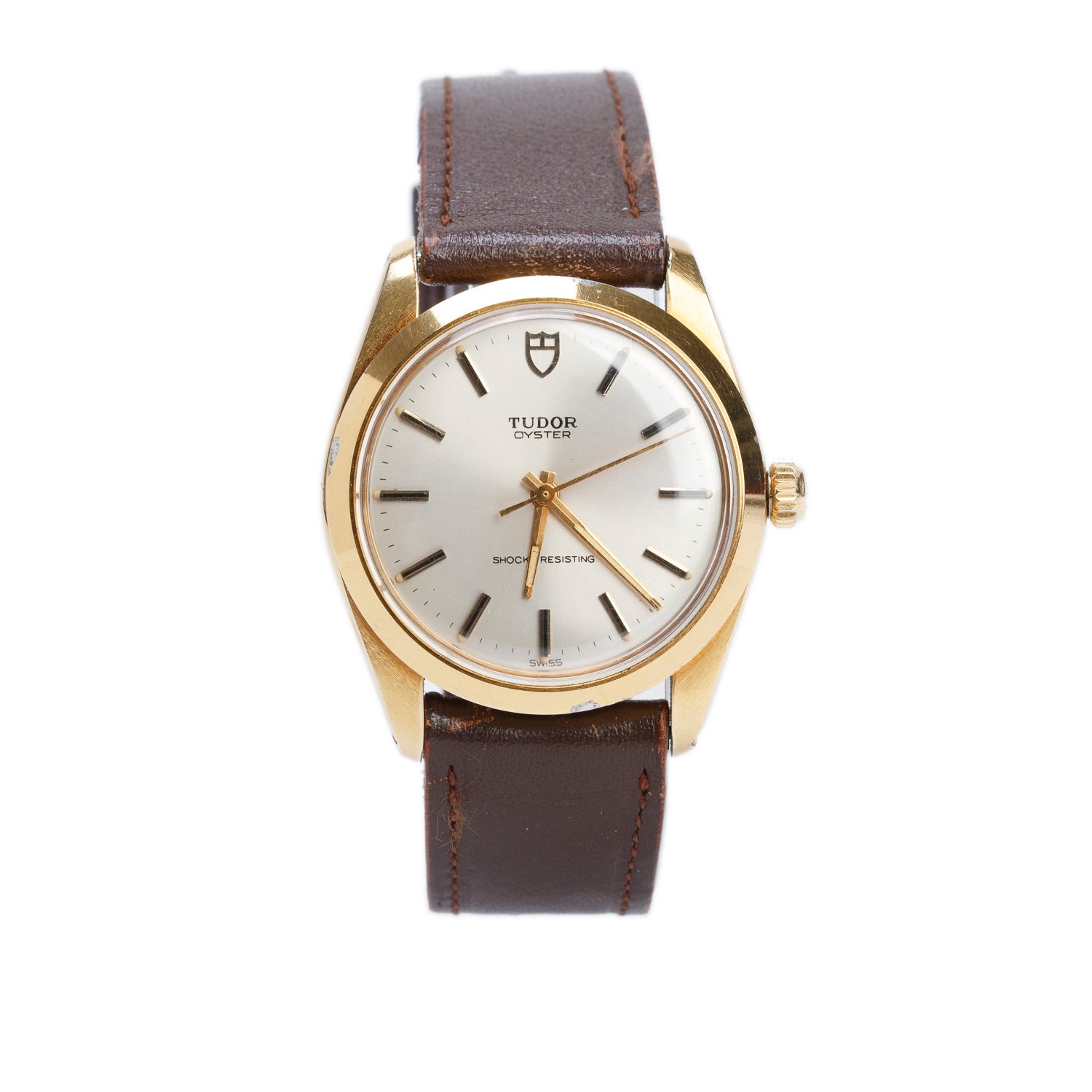 Tudor Vintage Gold-Plated Stainless Steel Oyster 34 MM Manual Watch Silver Dial