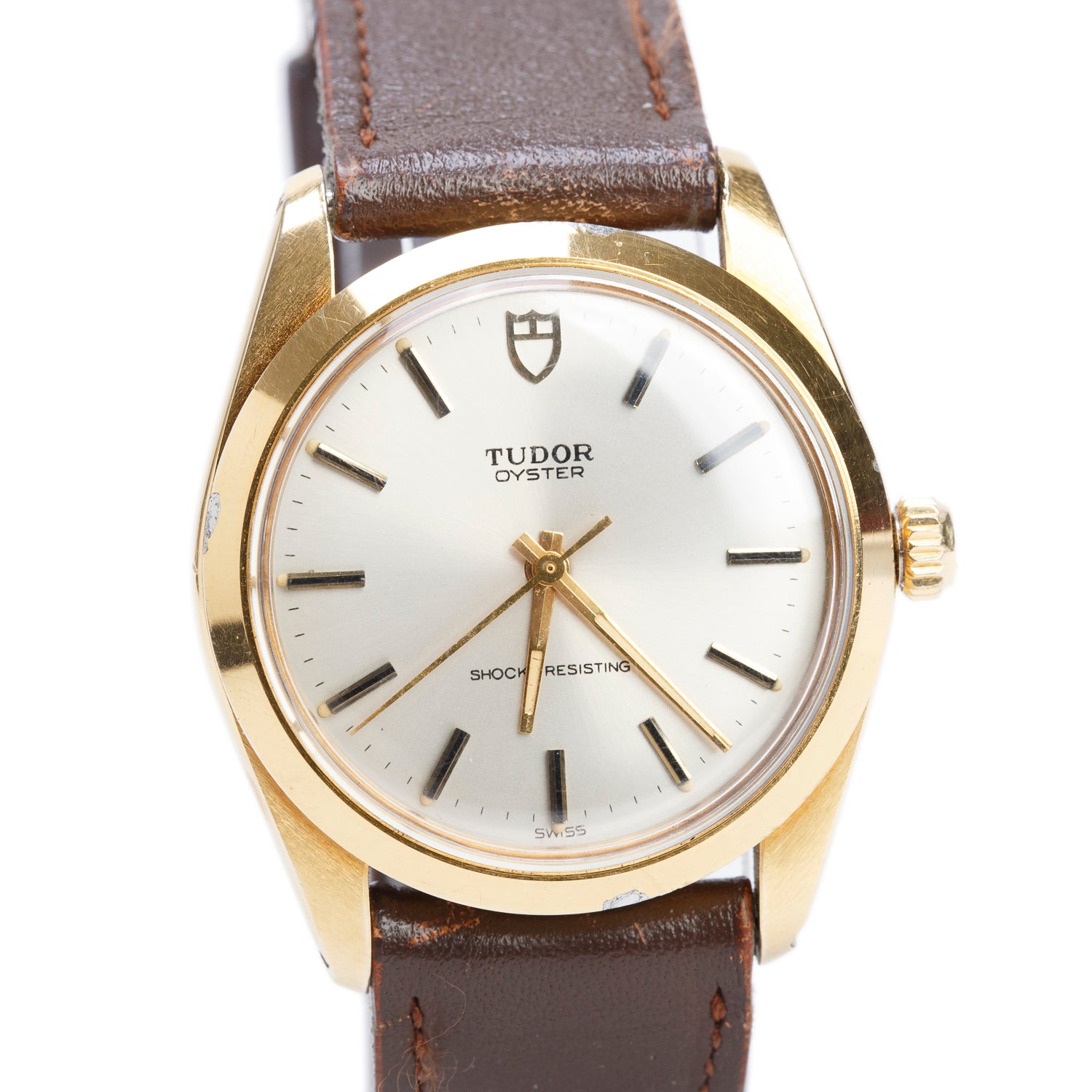 Tudor Vintage Gold-Plated Stainless Steel Oyster 34 MM Manual Watch Silver Dial