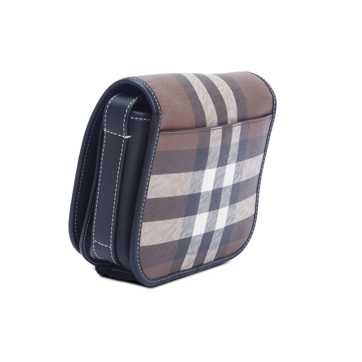 Burberry Brown Check Calfskin E-Canvas Rider Shoulder Bag