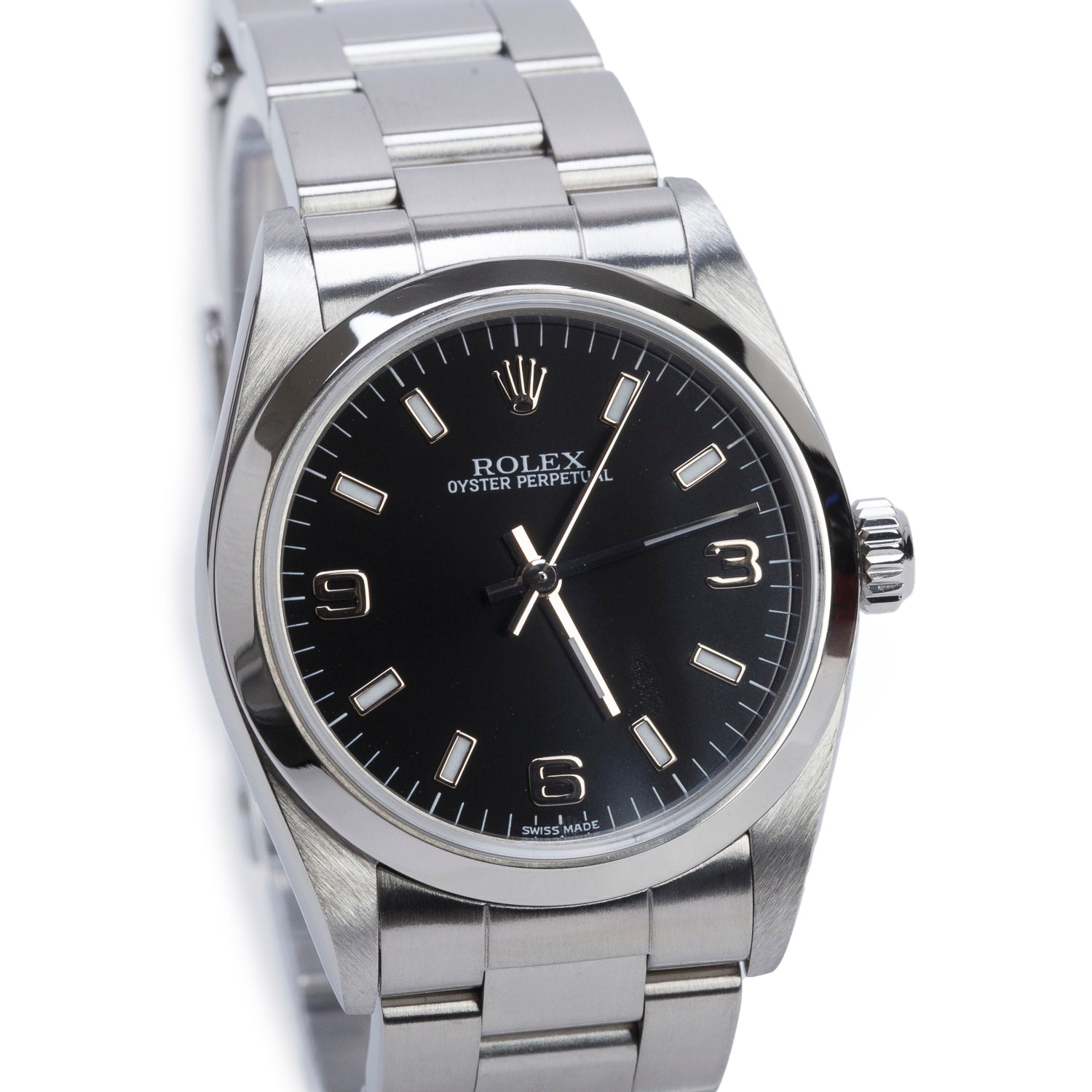 Rolex Stainless Steel Oyster Perpetual 31 MM Automatic Watch Black Dial 77080 w/ Box & Papers