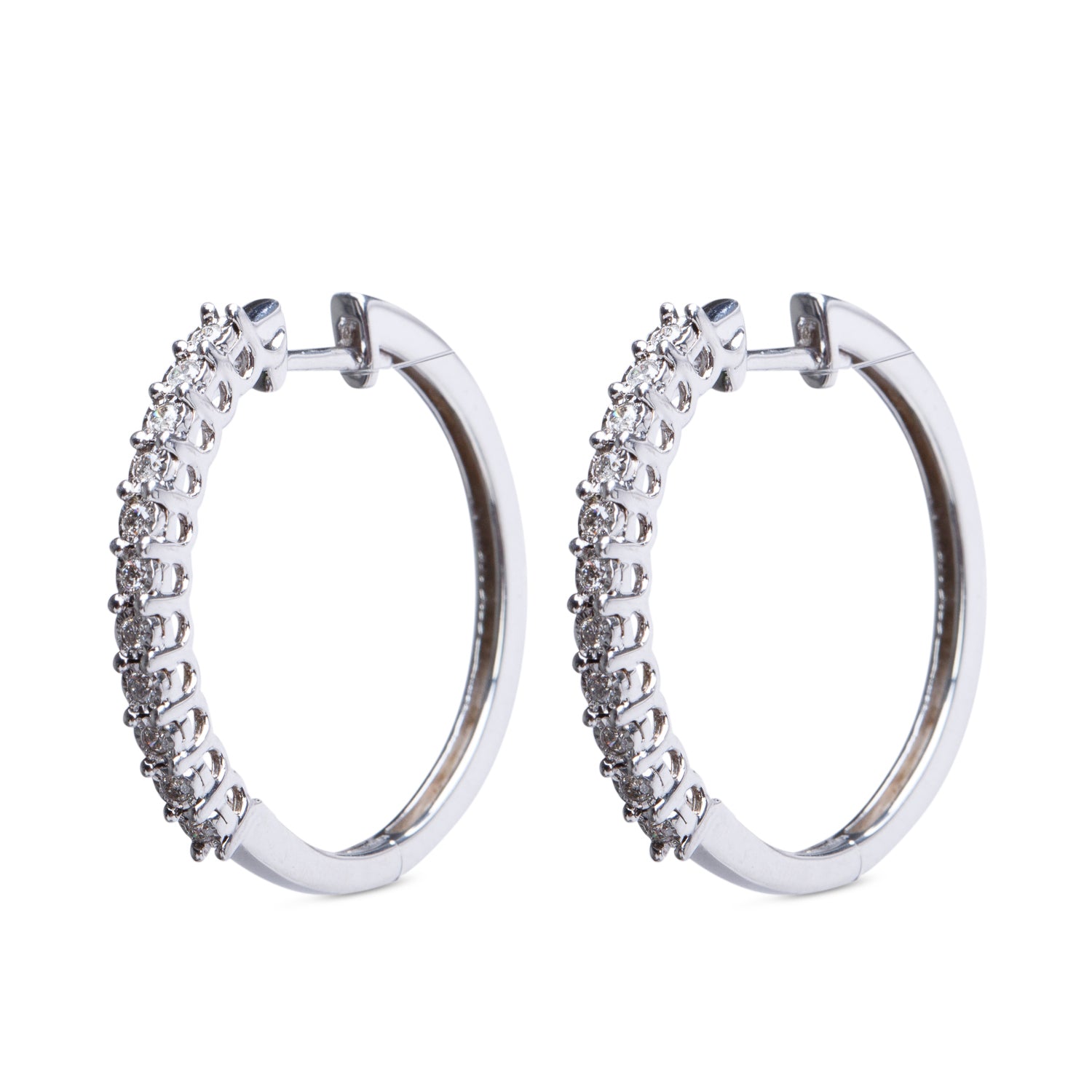 Effy Sterling Silver Diamond Hoop Earrings w/ Box