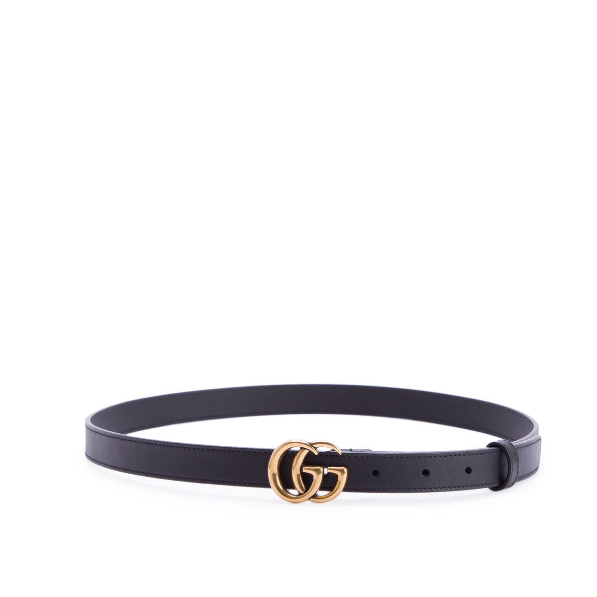 Gucci Black Leather GG Marmont Thin Belt, 90 36