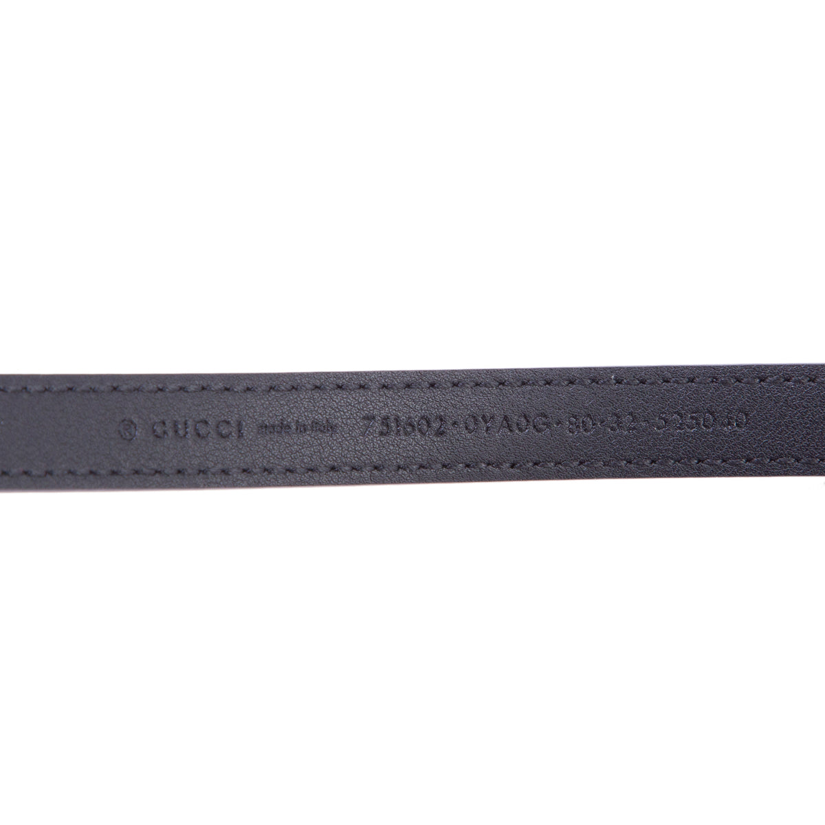 Gucci Black Leather Logo Lettering Buckle Thin Belt, 80 32