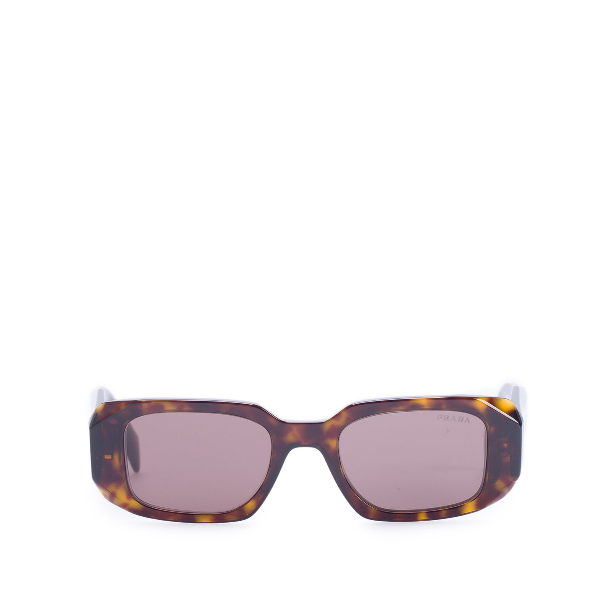 Prada SPR 17W Tortoise Acetate Symbole Rectangular Sunglasses w/ Box & Case