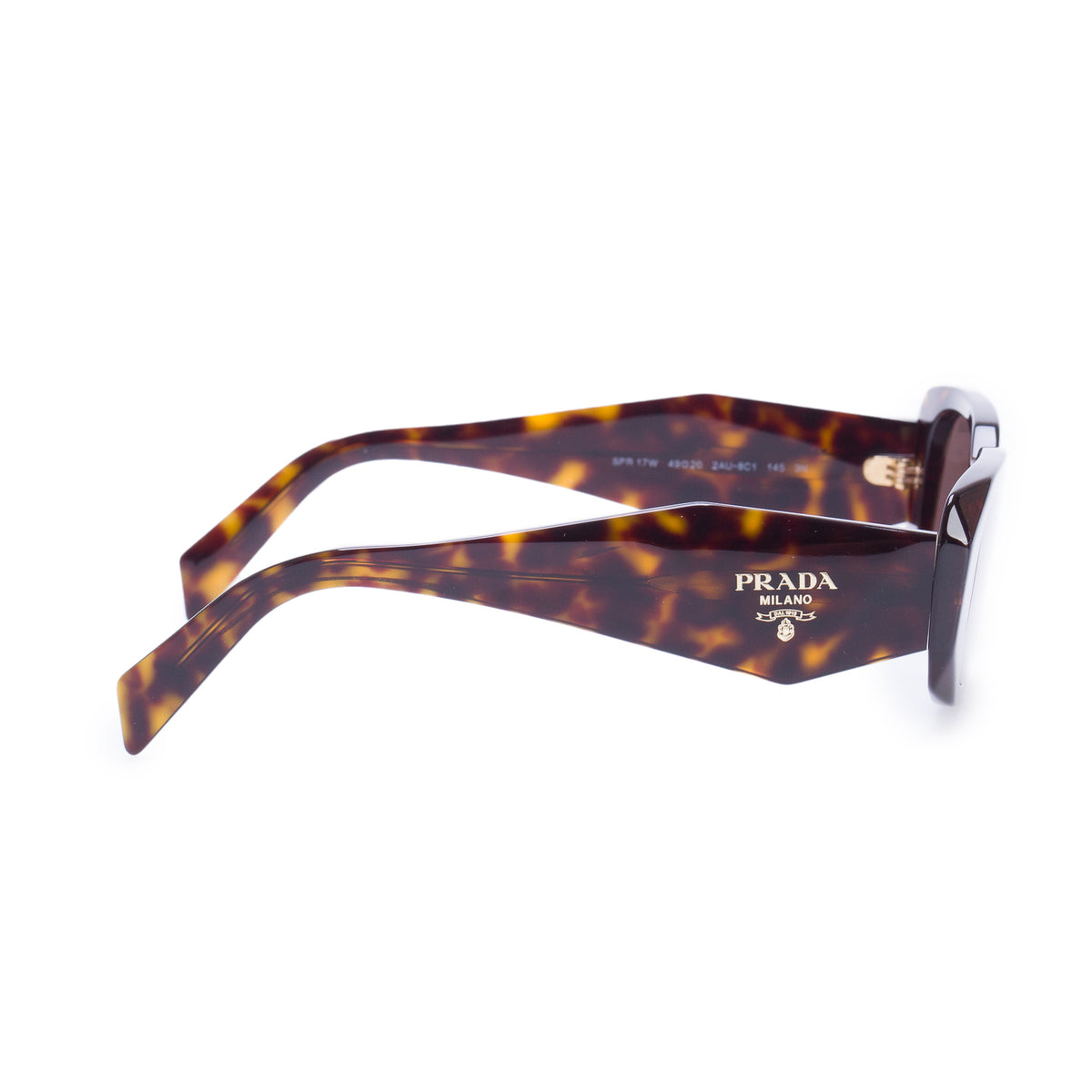 Prada SPR 17W Tortoise Acetate Symbole Rectangular Sunglasses w/ Box & Case