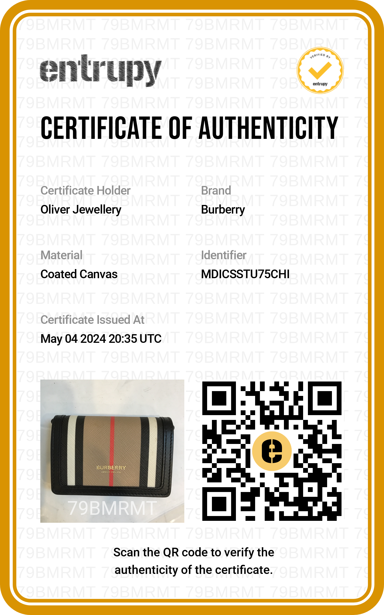 Burberry Beige E-Canvas Icon Stripe Card Holder Wallet