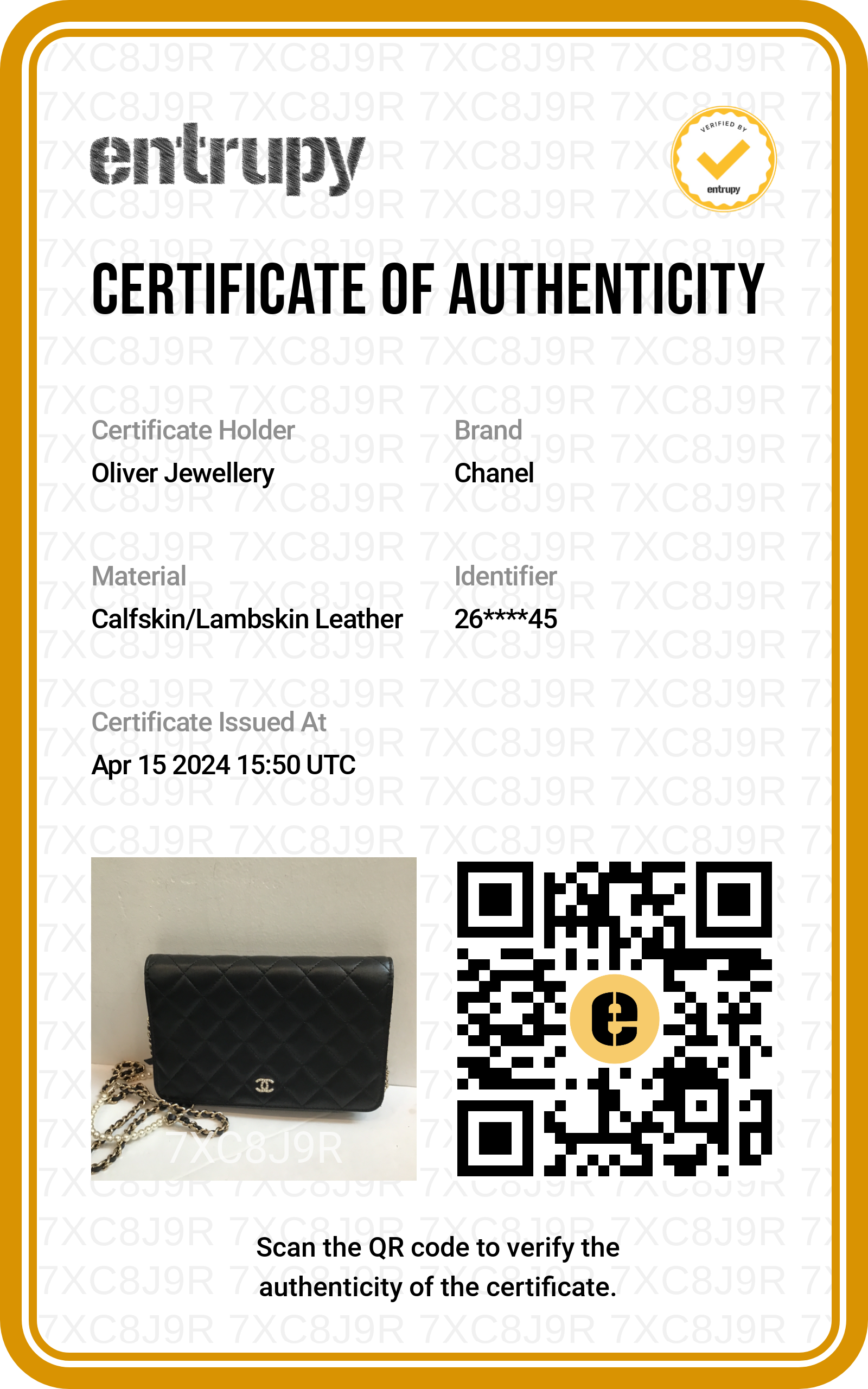 Chanel Black Quilted Lambskin Leather Pearl Wallet on Chain