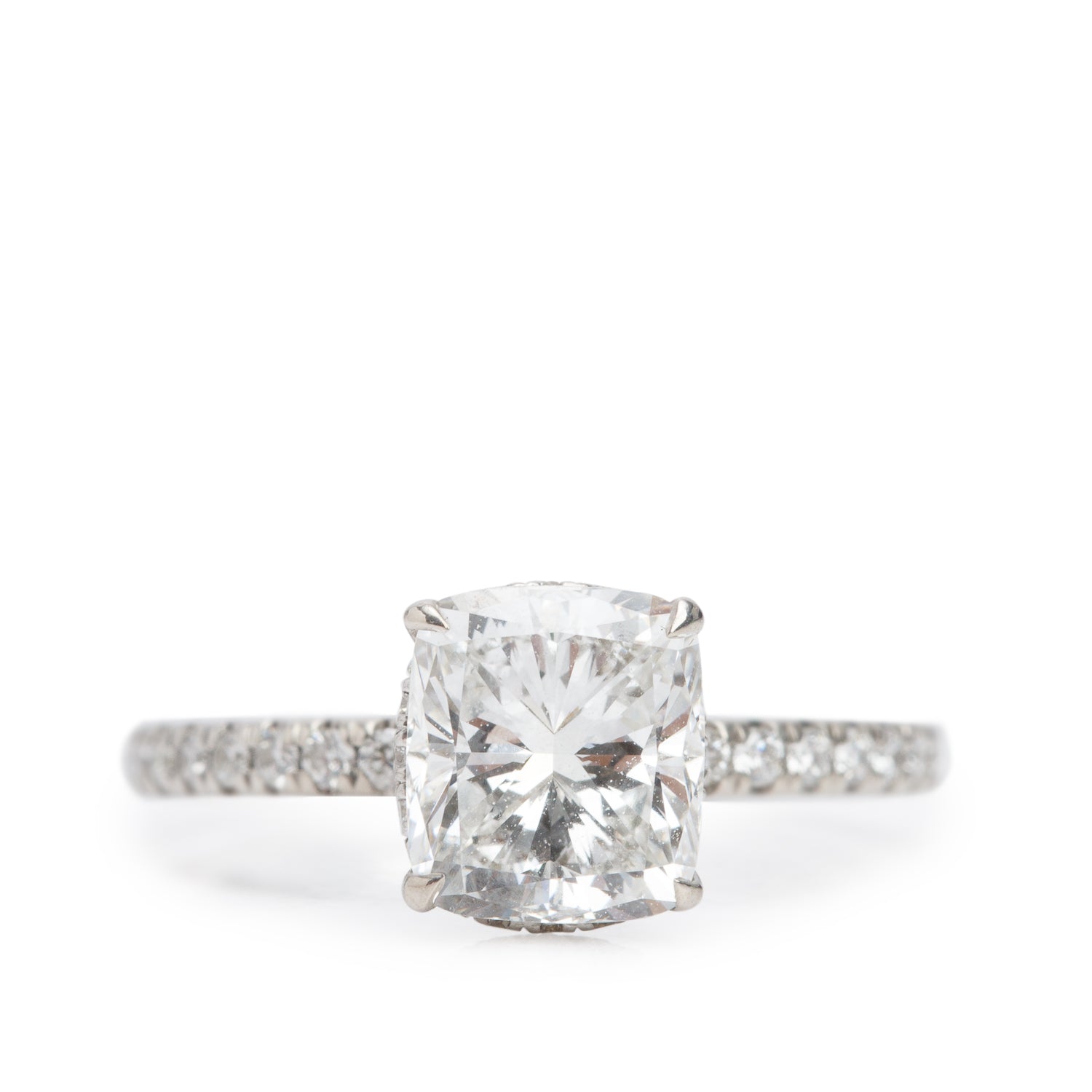 18k White Gold 1.72 ct. Cushion Cut Diamond Engagement Ring, Size 5.25 w/ GIA Certificate