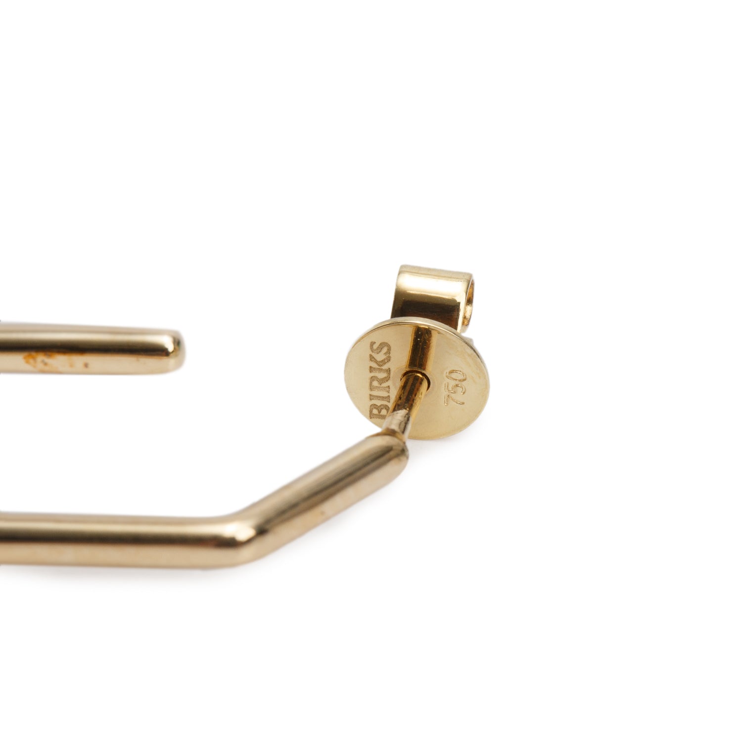 Birks 18k Yellow Gold Elongated Hexagon Drop Earrings